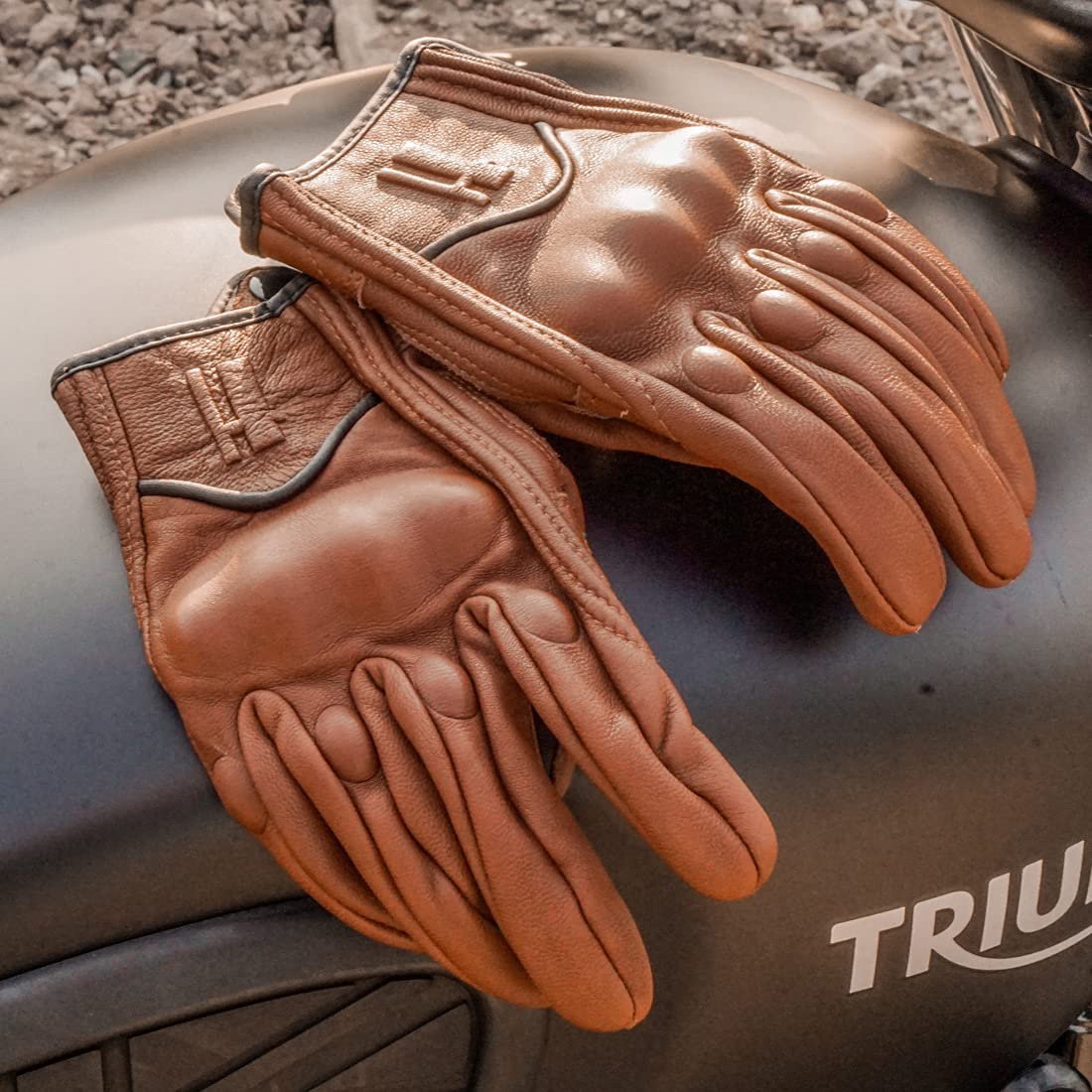 Harssidanzar Gloves Leather Motorcycle,Womens Motorcycle Gloves Riding Gloves Driving Glove For Women, Motorbike Gloves,Powersports Gloves Touchscreen Gl016,Saddle,Size Xl