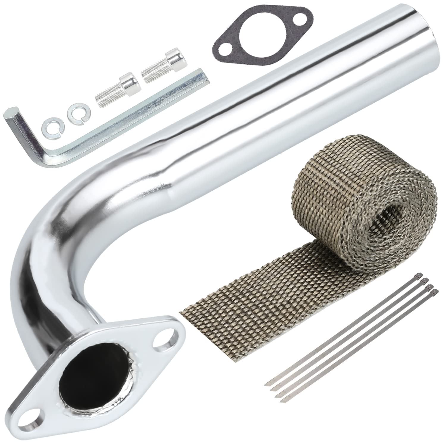 Yoxufa High Performance 420Cc Exhaust Header Pipe For Predator 301Cc Gx240 270Cc 390Cc Mini Bike Go Kart