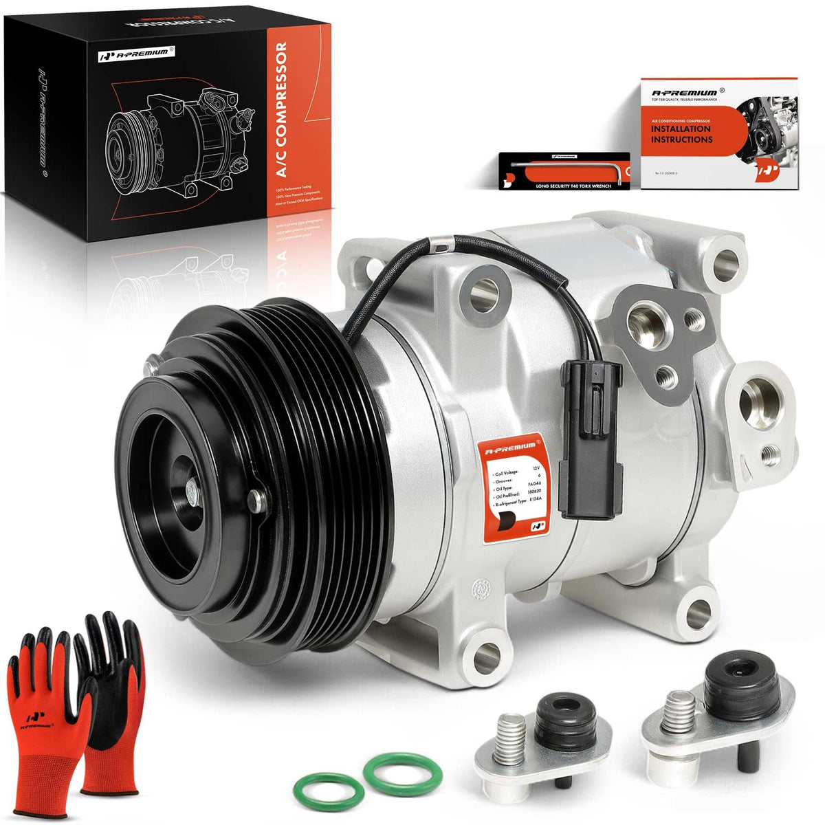 A-Premium Air Conditioner AC Compressor with Clutch Compatible with Dodge Grand Caravan 3.6L 2011-2016, Chrysler Town & Country 