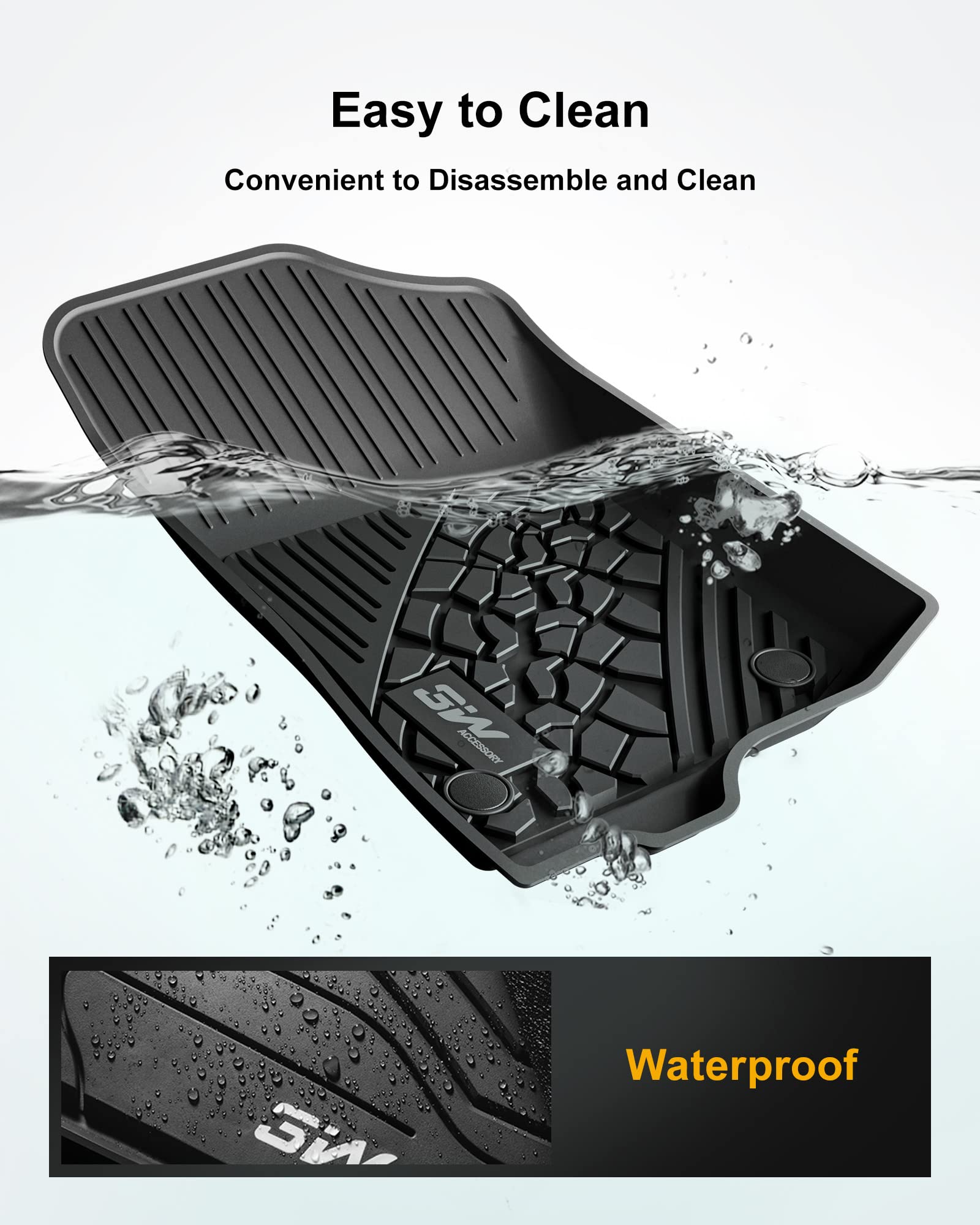 3W Floor Mats Compatible for Jeep Wrangler JL 2018-2024 2025 Unlimited 4-Door Sahara Willys Rubicon(Non JK or 4XE) All-Weather T