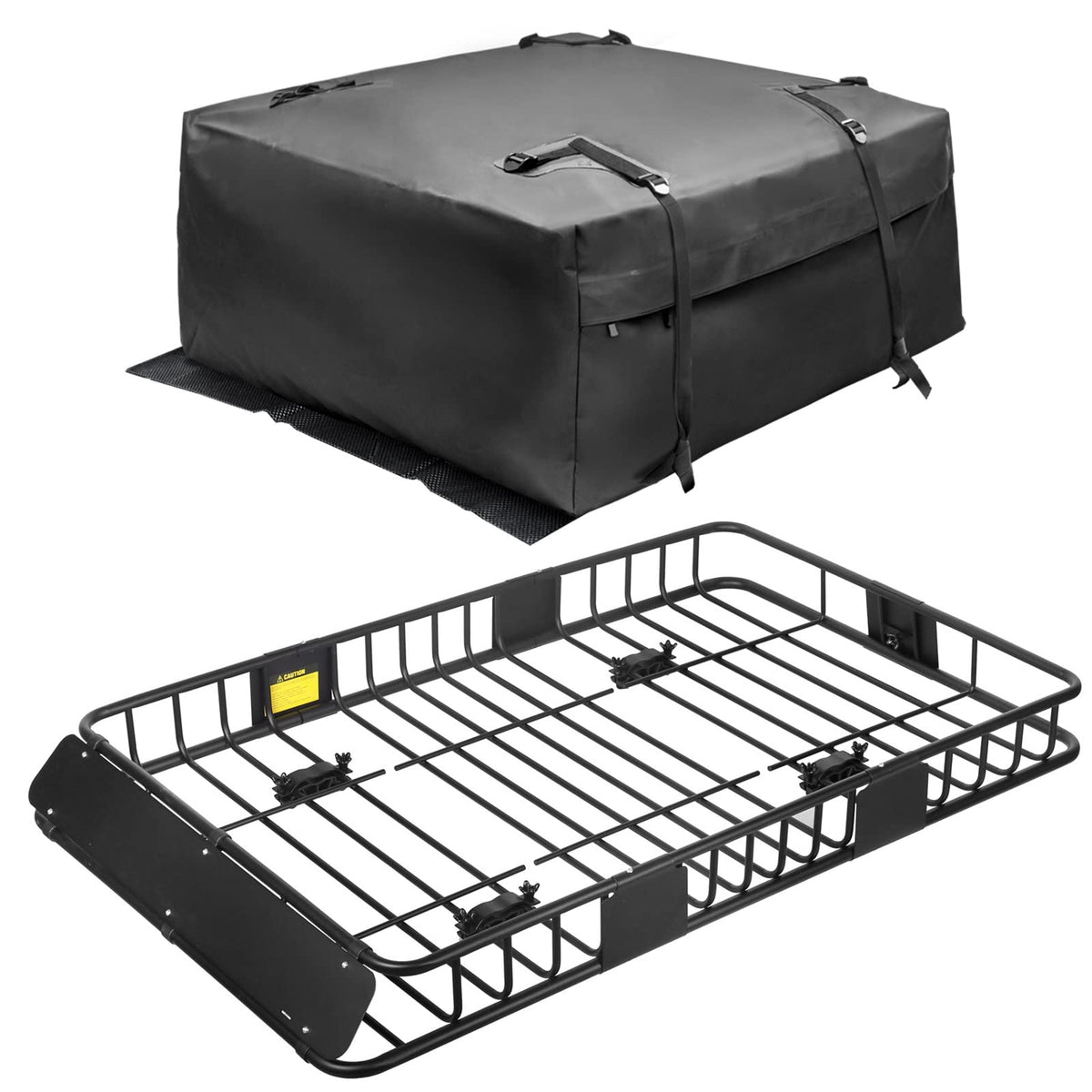 Leader Accessories Roof Rack Cargo Basket Set, Car Top Luggage Holder 64''X 39'' + Waterproof Rooftop Cargo Carrier Bag