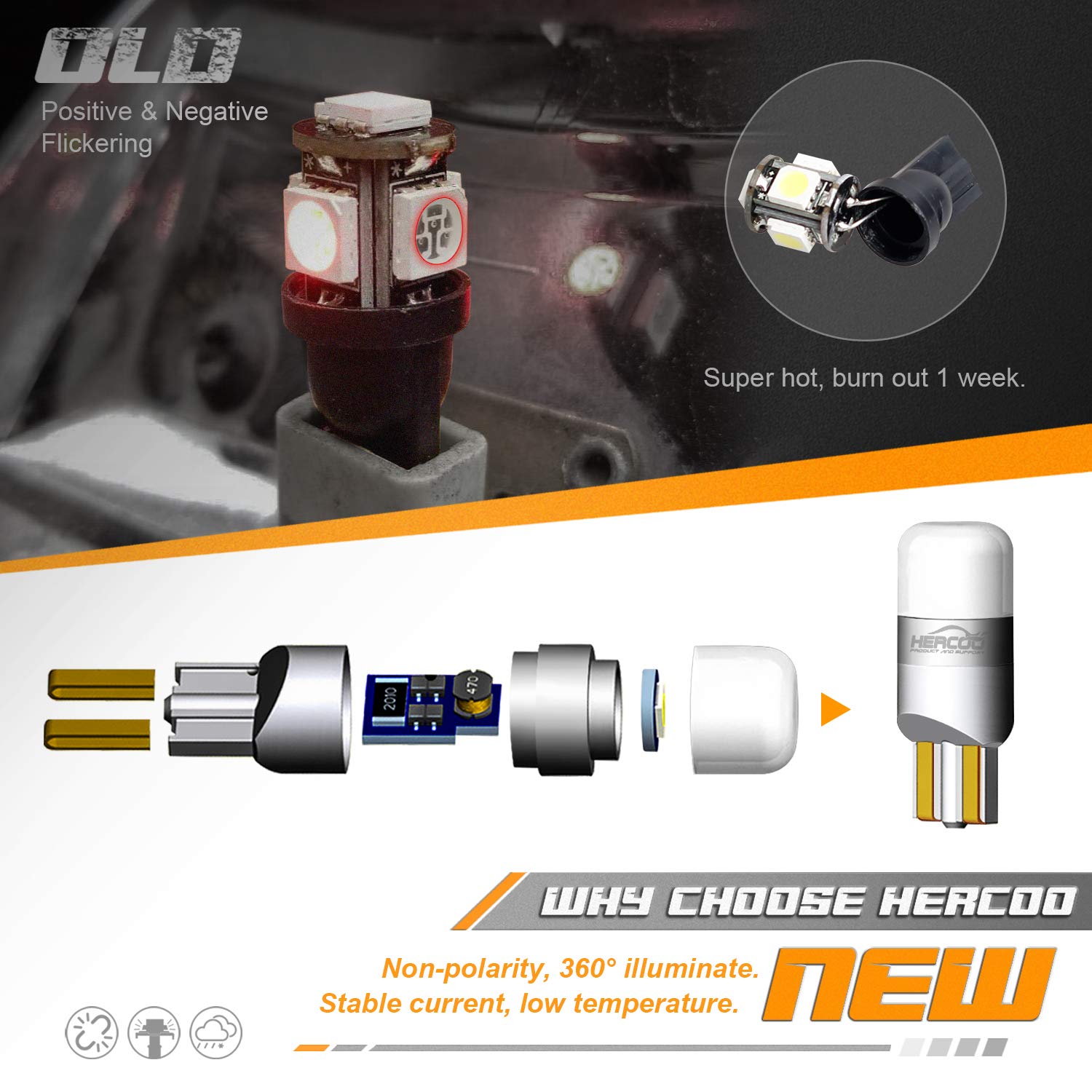 Hercoo Led License Plate Light Lens Rear Lamp Socket Wiring Harness Pigtail Black Housing Compatible With 1994 1995 1996 1997 19