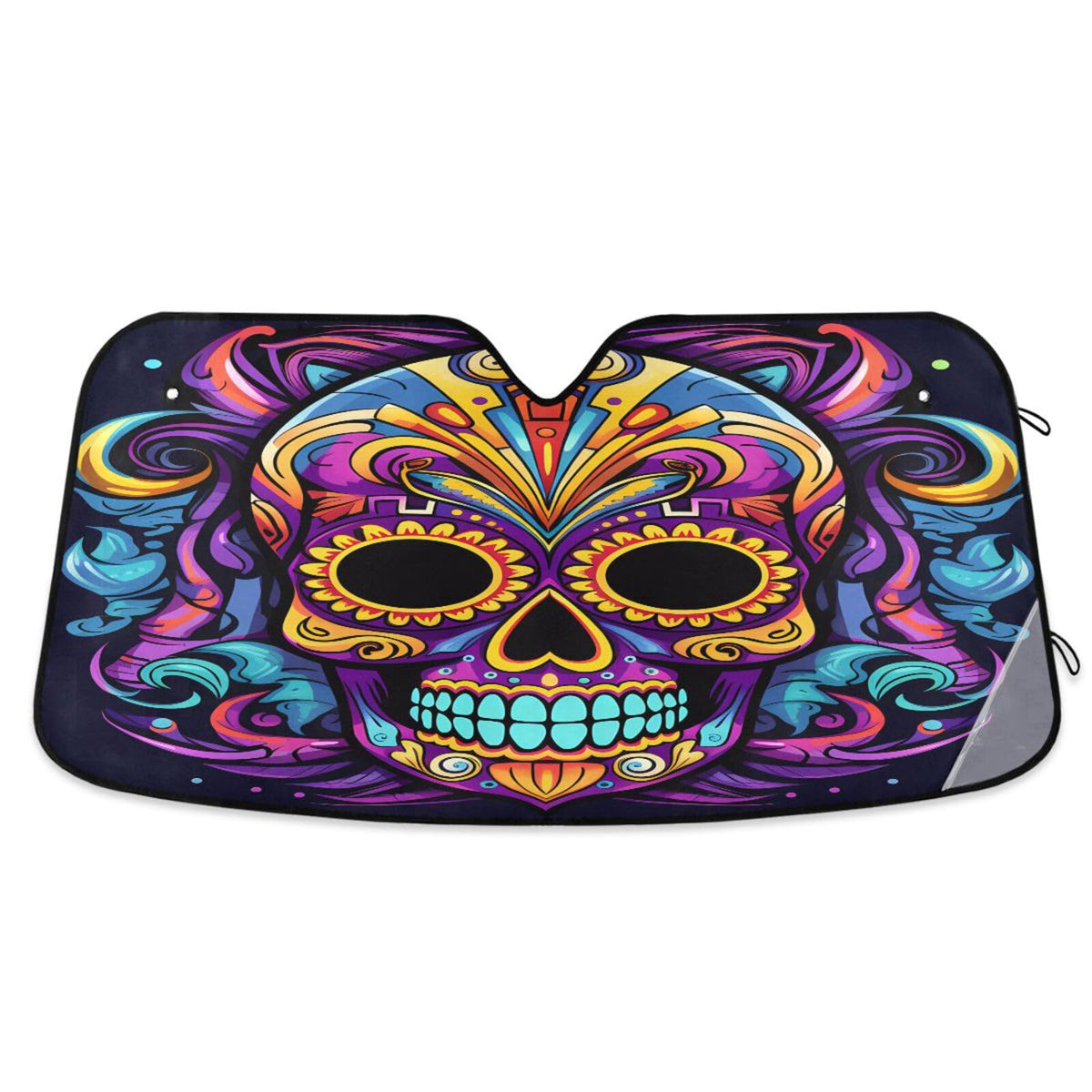 Windshield Sun Shade Sugar Skull Front Window Block UV Shades Visor Reflective Retractable for Car SUV Trucks