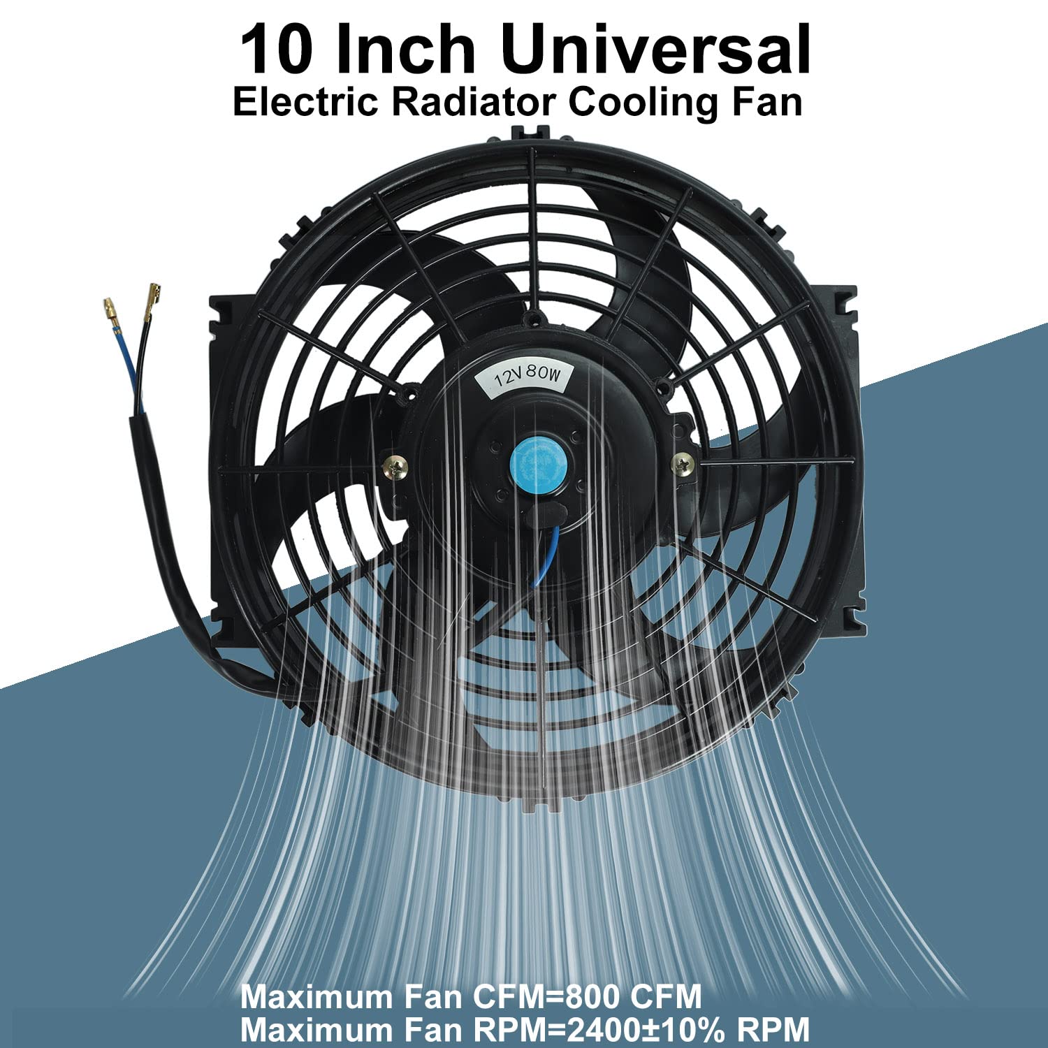 10'' Inch Slim Fan Push Pull Electric Radiator Cooling Fans 12V Mount Kit Unversal Black