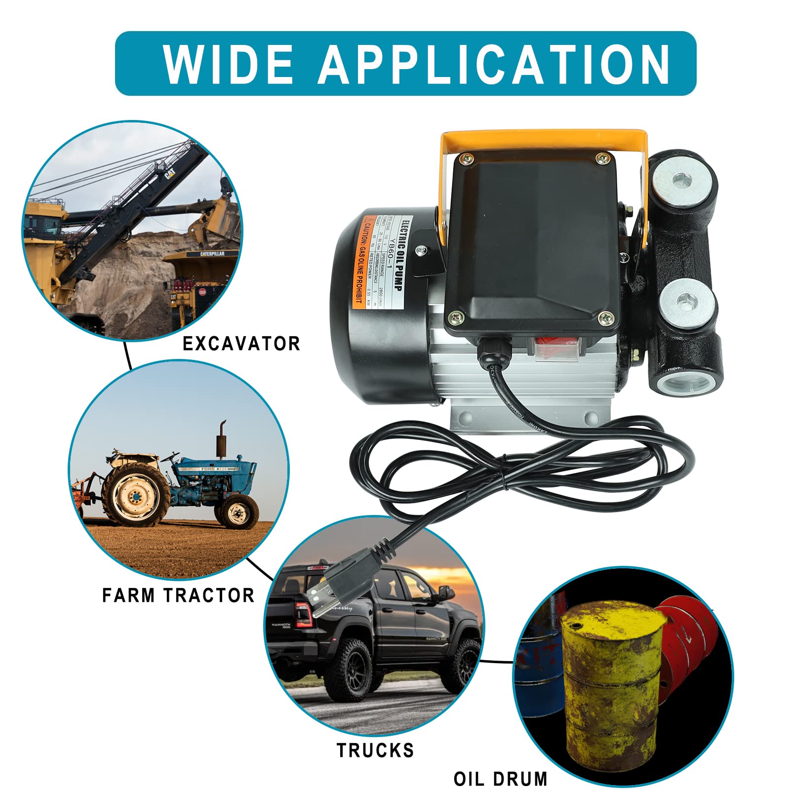 110V AC 550W Self Priming Electric Transfer Pump, 60L/min Oil Transfer Pump Fuel Diesel Kerosene Biodiesel Pumps For Vehicles, C