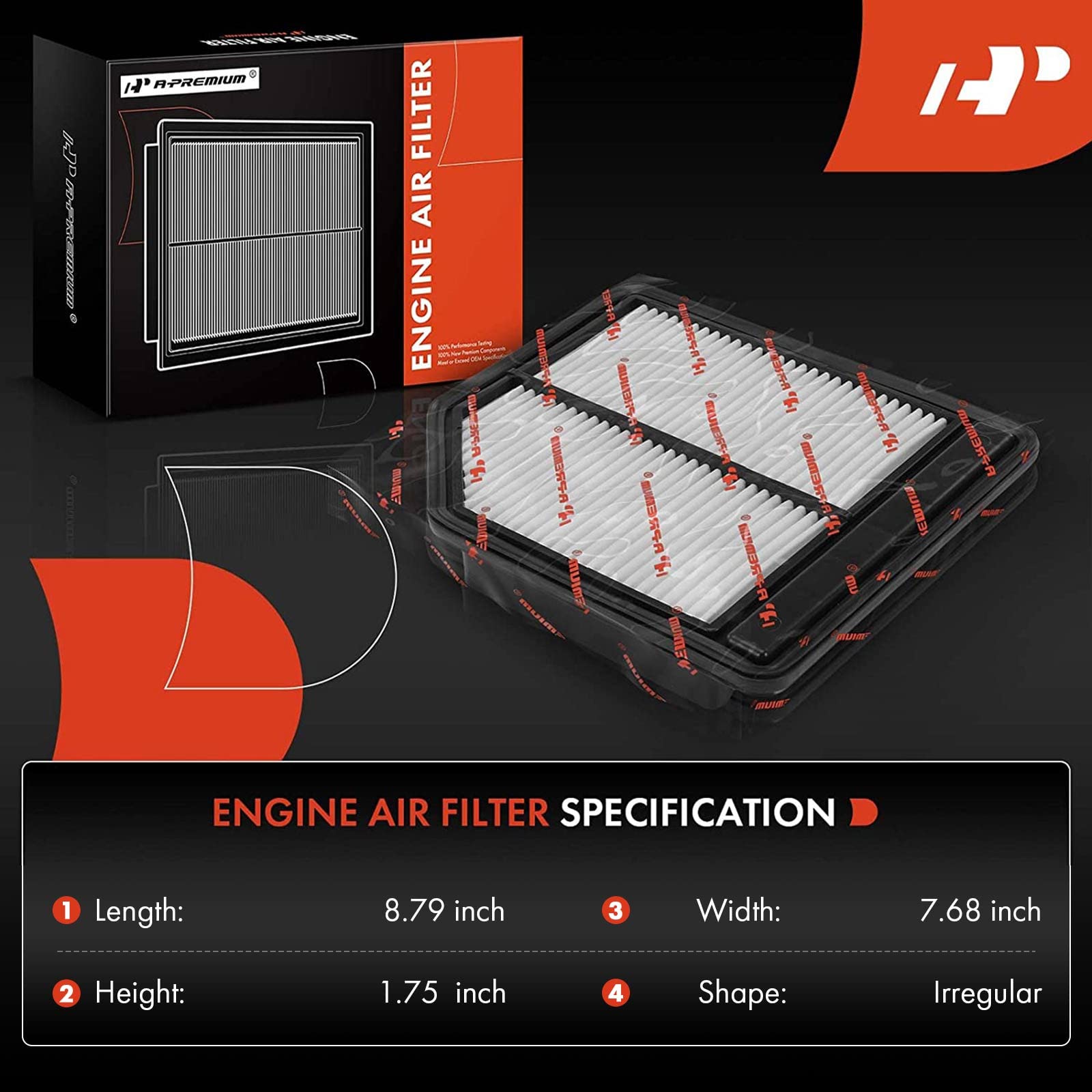 A-Premium Engine Air Filter Compatible With Honda Civic 2006 2007 2008 2009 2010 2011, L4 1.8L, Rigid Panel, Replace# 17220Rnaa0