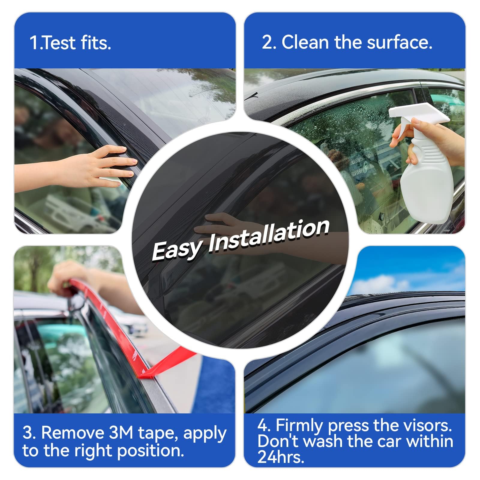 Window Visors Rain Guards For 2009-2018 Dodge Ram 1500 Quad Cab, Out-Channel Window Vent Wind Deflectors Visors Shades For 2019-