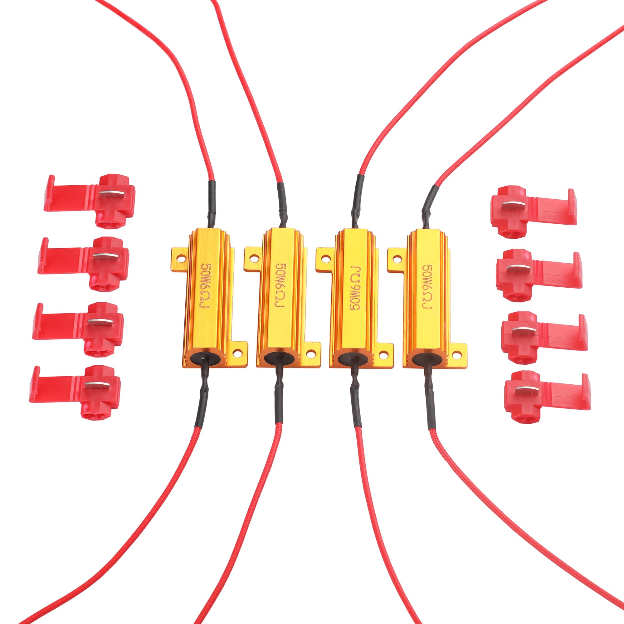 Aaron 4Pcs 50W 6ohm Load Resistors - Fix LED Bulb Fast Hyper Flash Turn Signal Blink Error Code (Resistors get very hot during w
