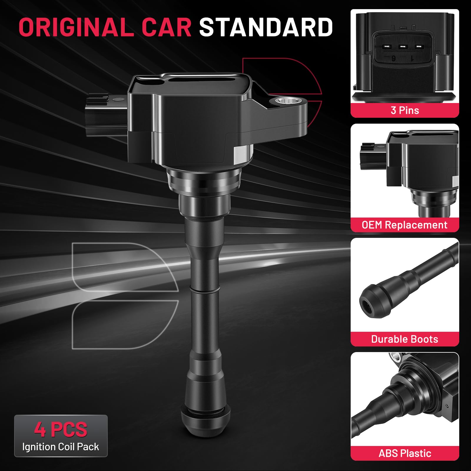 Bdfhyk Ignition Coil Pack Set Of 4 Compatible With Nissan 2017-2022 Qashqai 2017-2022 Rogue Sport 2017-2019 Rogue 2017-2019 Sent