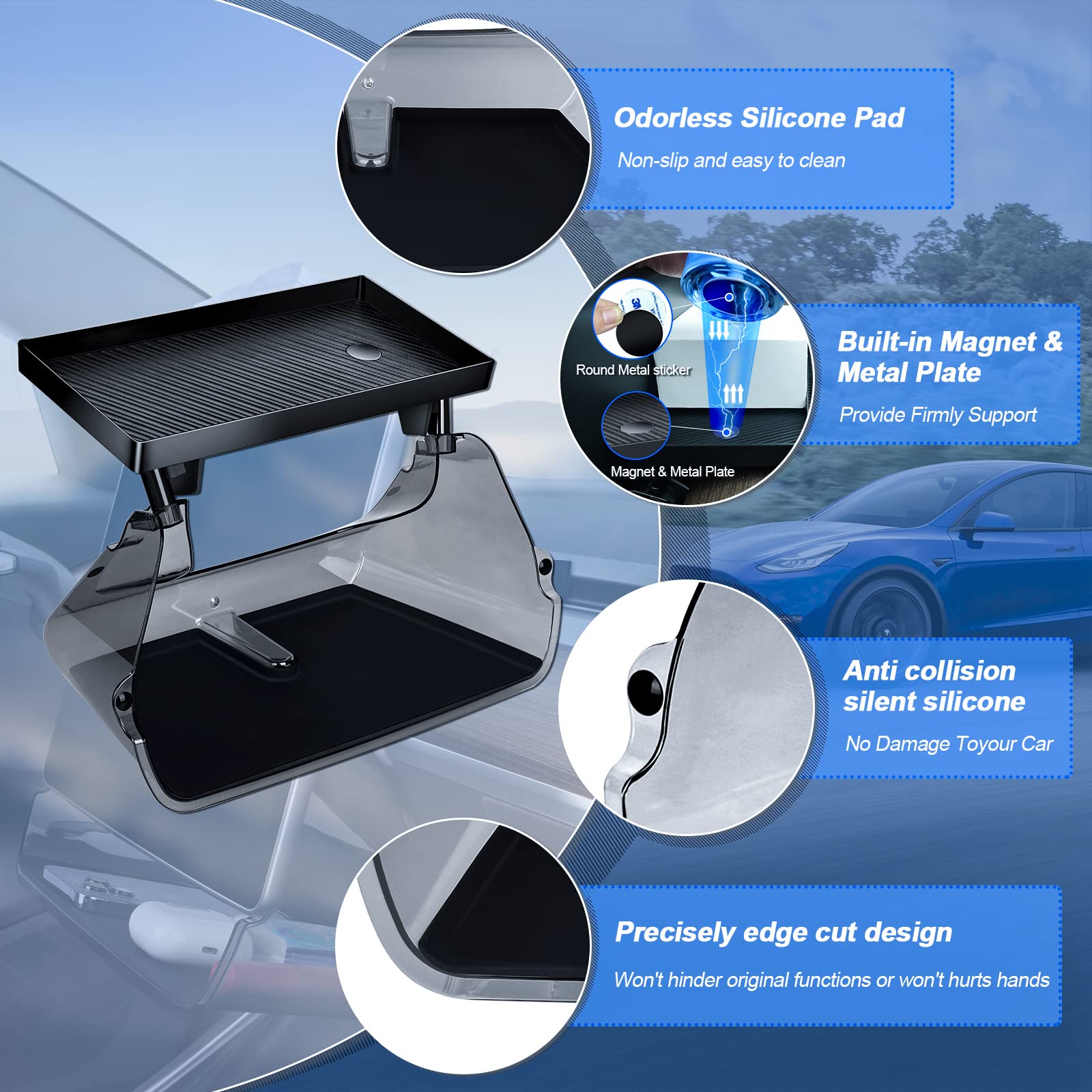 Xintuo Tesla Model 3 Model Y Center Console Organizer Tray 1Pc Under Screen Storage Organizer Box 1Pc Behind Screen Tray Compatible With Tesla Model 3 Model Y Accessories 2023 2022 2021