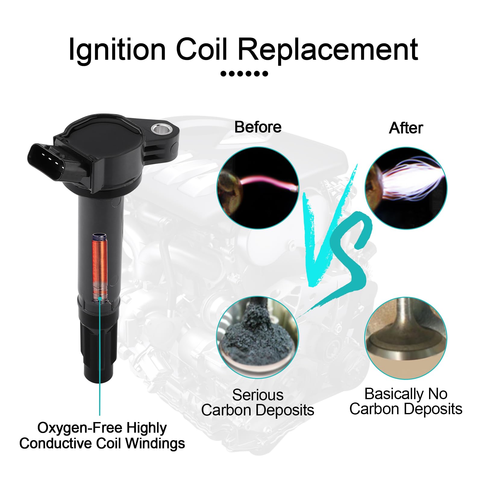 6Pcs Uf487 Ignition Coil Pack 2.5L 2.7L 3.5L For Toyota Avalon Camry Highlander Rav4 Sienna Venza,Lexus Es300H Es350 Is350 Nx300