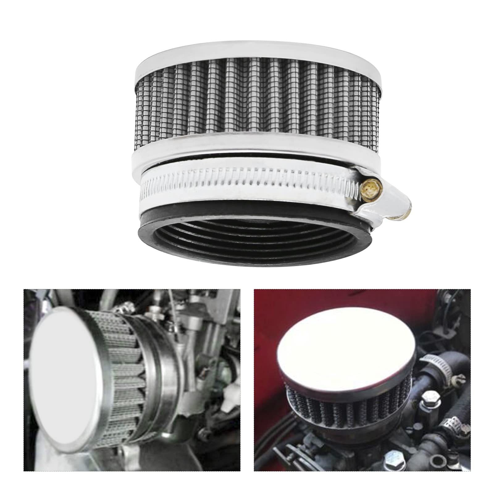 Stainless Steel Air Intake Filter With Clamp Fits For Motorcycle Scooter 48Mm-52Mm, 58Mm (48Mm-52Mm)