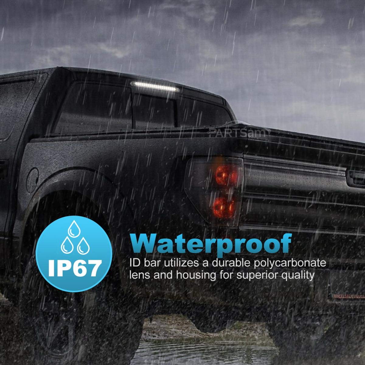 Partsam 2Pcs 17 Inch White Led Truck Trailer Light Bar 40 Led Clear Lens Dual Row, Sealed White 17 Led Waterproof Light Bar Backup Reverse Dome Interior Marker Lights For Pickup Rv