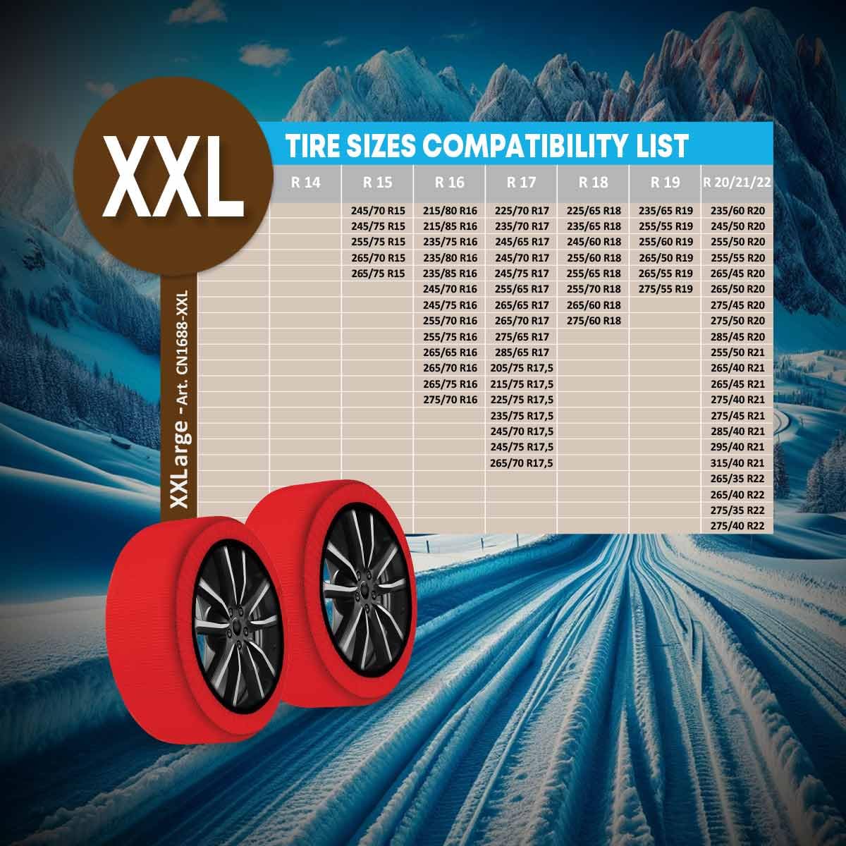 Carall Snow Socks For Car, Red Color, Size Xxl, Textile Snow Chains, Easy Assembly In 2 Minutes, Approved En 16662-1 (Red, Xxl)