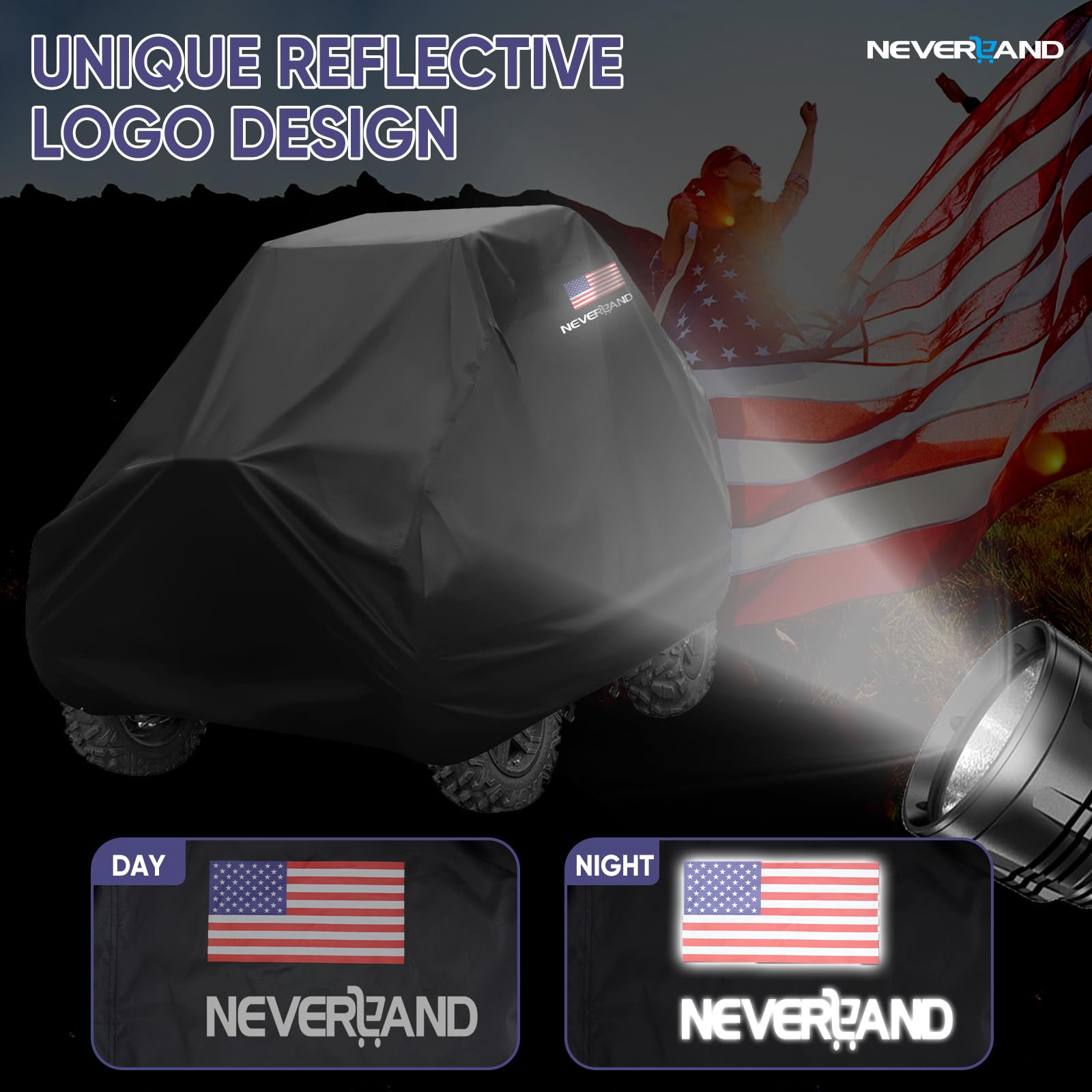 Neverland Utv Covers 2 Seater - Side By Side Cover Waterproof Outdoor Utv Covers With American Flag Compatible With Polaris Rang