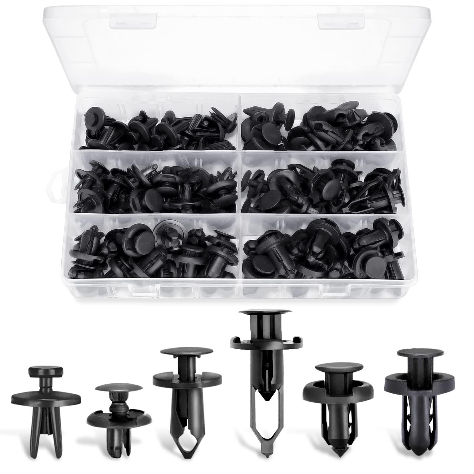 Ginsco 102Pcs 6.3Mm 8Mm 9Mm 10Mm Bumper Push Fasteners Rivet Clips Expansion Screws Replacement Kit