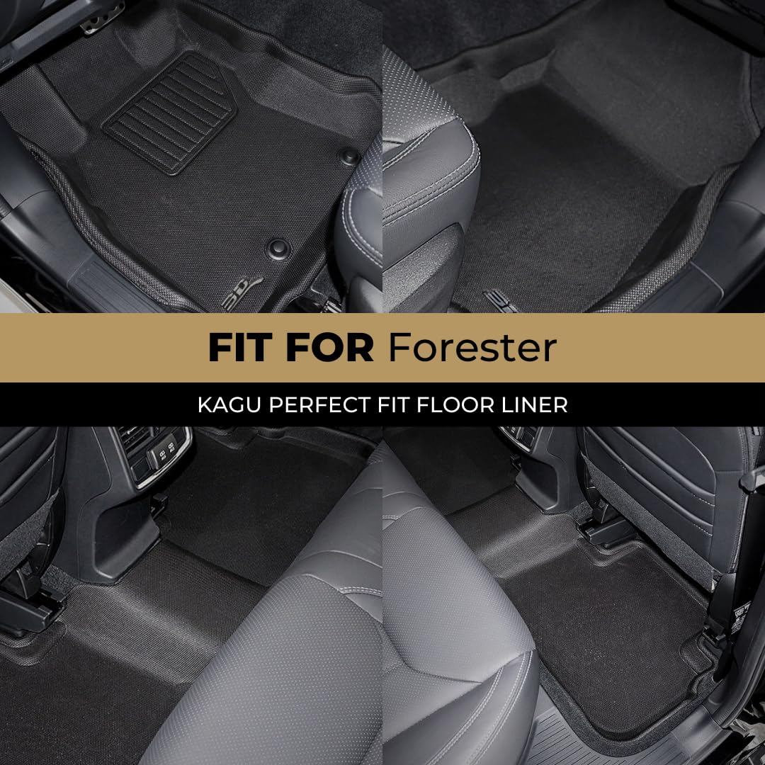 3D Maxpider Custom Fit Kagu Floor Mat (Black) Compatible With Subaru Forester 2019-2024 - Full Set