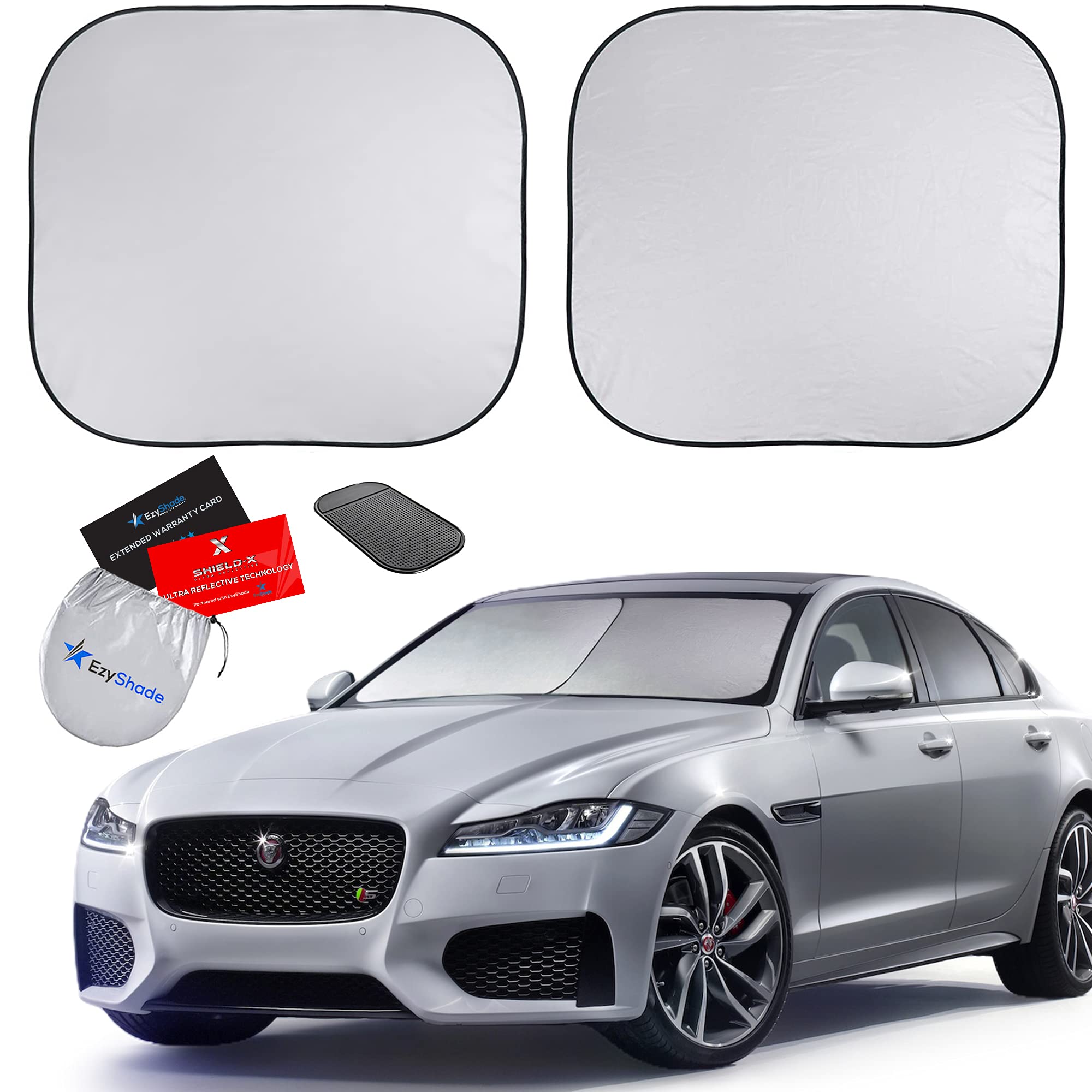 Ezyshade Windshield Sun Shade With Shield-X Reflective Technology. See Vehicle Size-Chart. Foldable Car Sunshade For Front Winds
