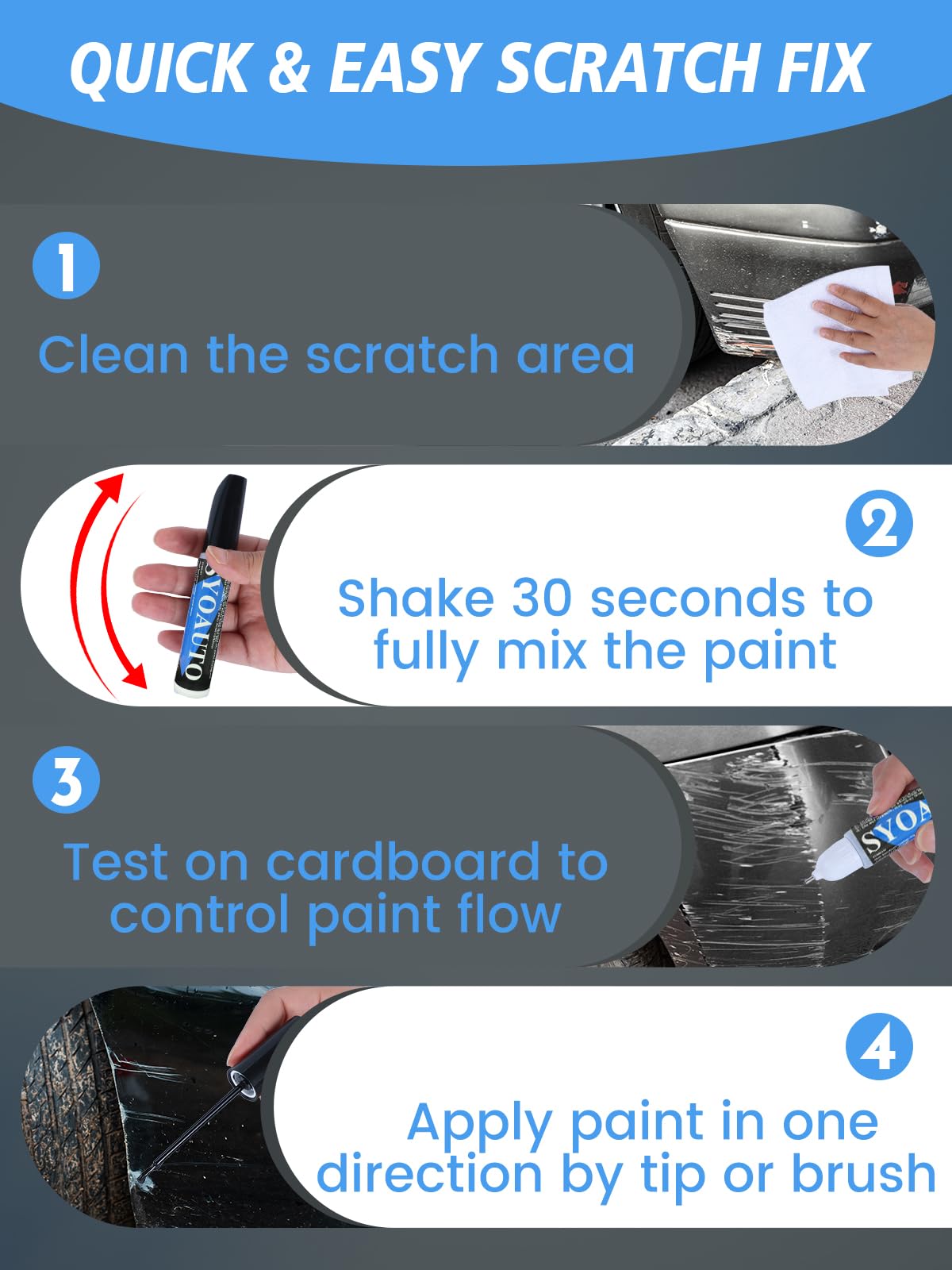 Syoauto Silver Touch Up Paint For Cars, Auto Touch Up Paint Silver Scratch Repair Automotive Silver Car Paint Pen 2 In 1 Car Tou