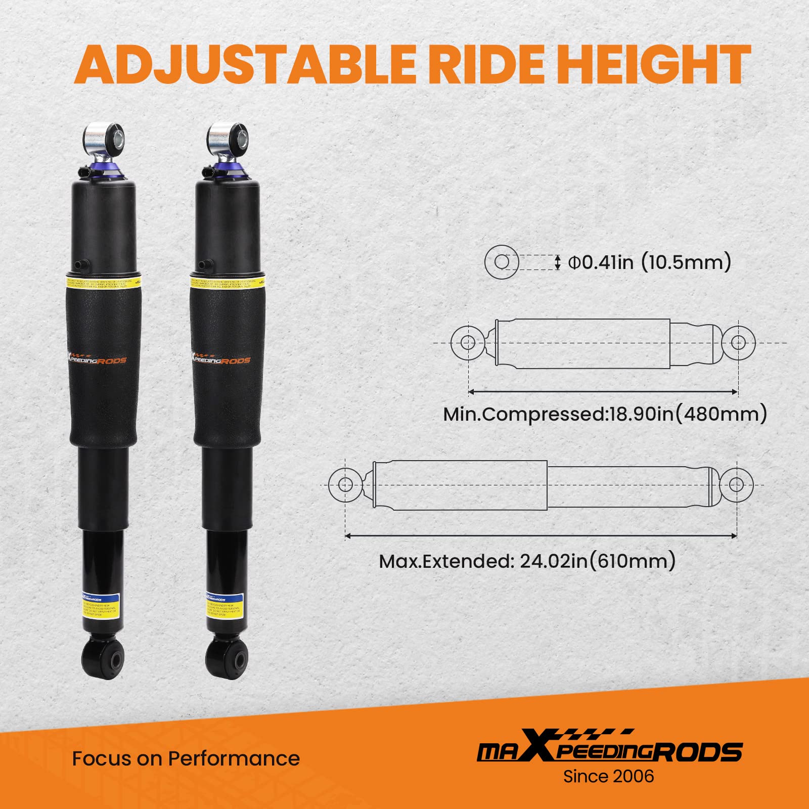 Maxpeedingrods 2Pcs Rear Air Shocks Suspension Struts For Cadillac Escalade For Chevy Tahoe Suburban 1500 For Gmc Yukon 2000-2014 25979391 25979393 25979394