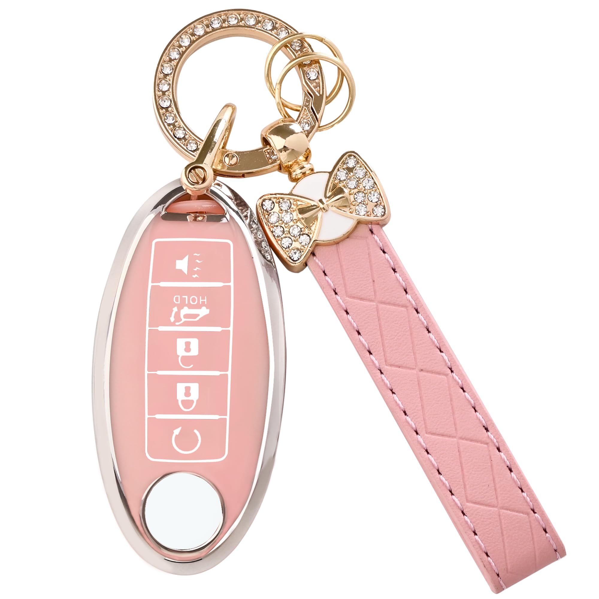 for Nissan Key Fob Cover - 5 Buttons Soft TPU Full Covers Protection Key Case Fit for Nissan Rogue Altima Sentra GTR Frontier Ma