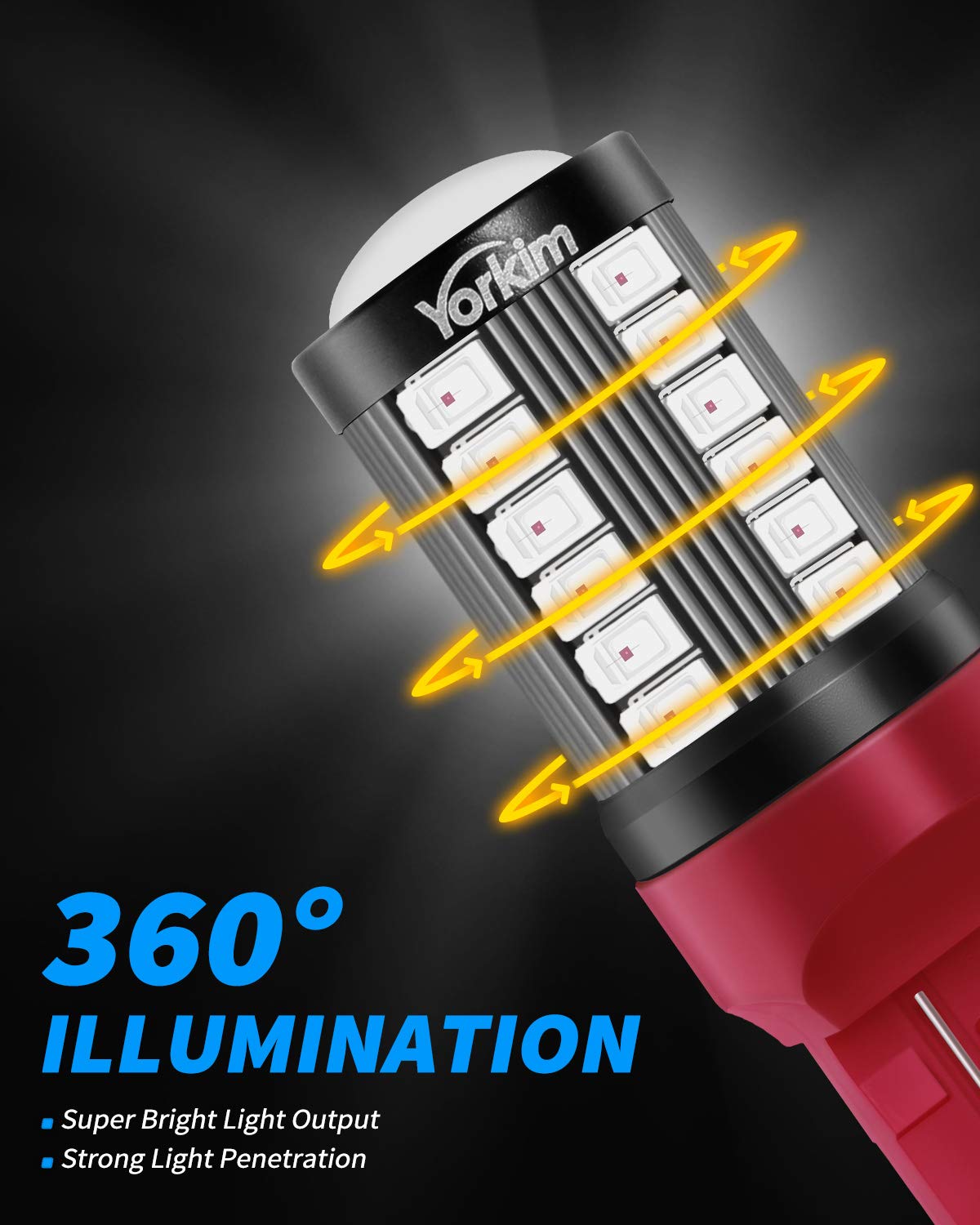 Yorkim 7440 Led Bulb Bright Red Lights, T20 Led Bulbs, 7443 Led, 7441 Led, W21W Led, 7444 Bulbs, For Reverse/Backup/Brake Light