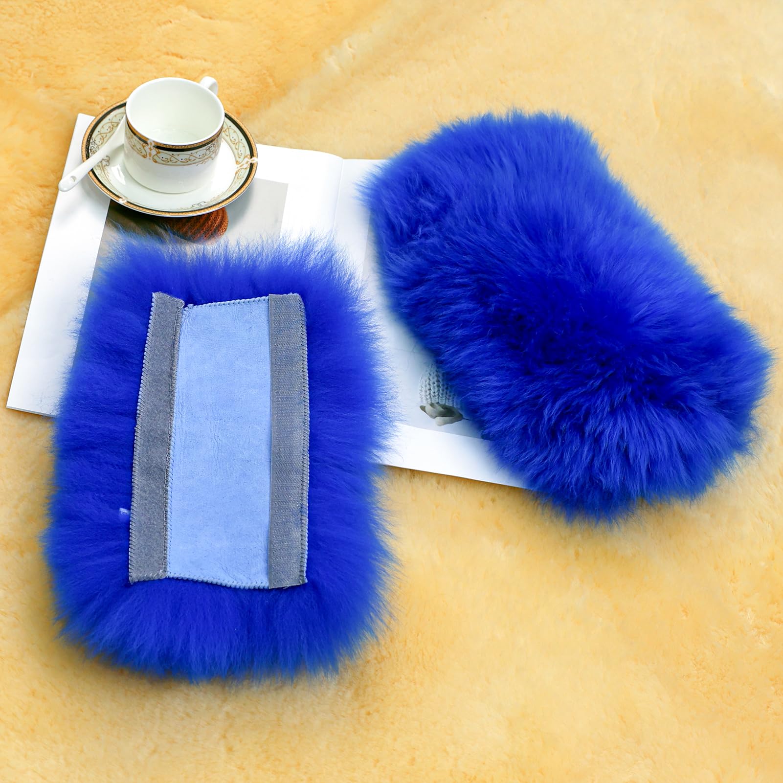 Ogland Long Wool Fuzzy Sheepskin Seat Belt Covers, Fluffy Wool Seatbelt Pads Covers For Universal Car Pet Adults Kids Women,2 Pa