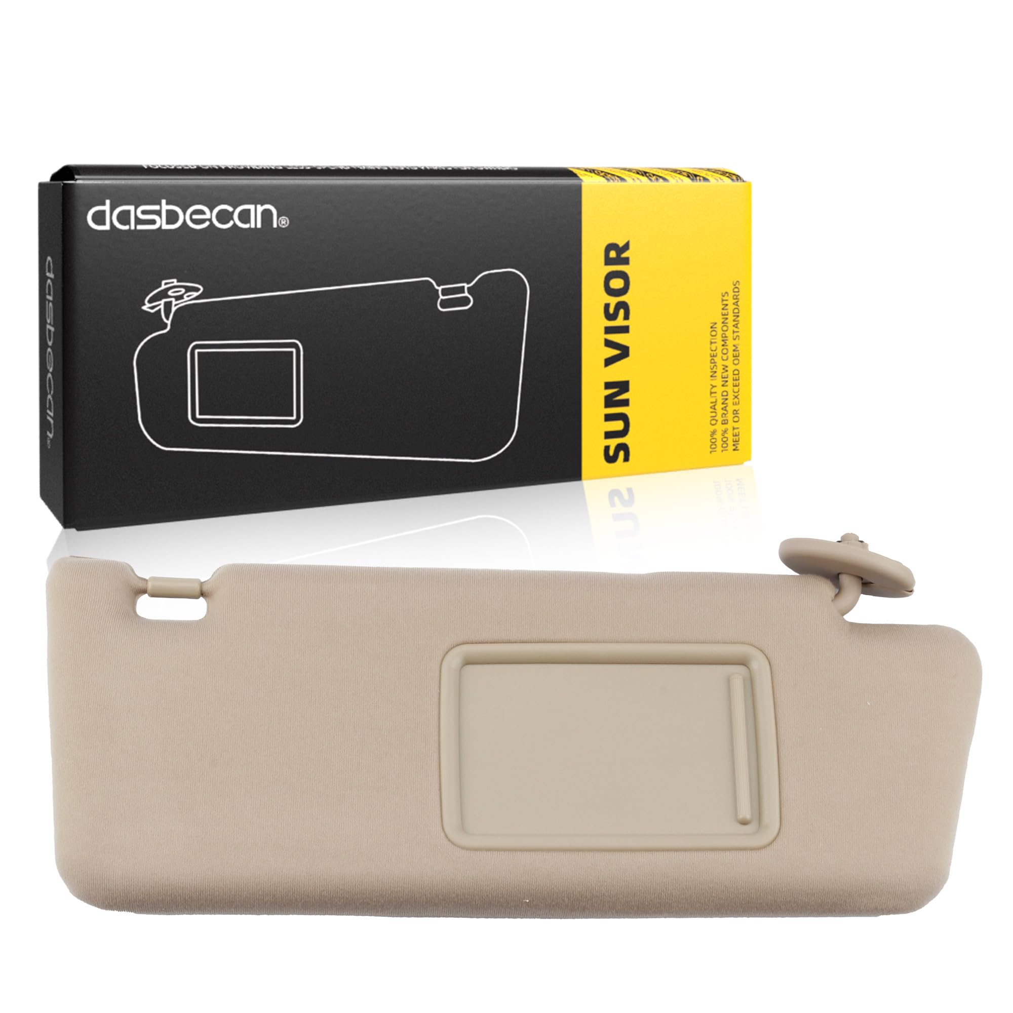 Dasbecan Right Passenger Side Sun Visor Compatible With Toyota Tacoma 2005-2012 2013 2014 2015 Visor Assembly Without Light 7431