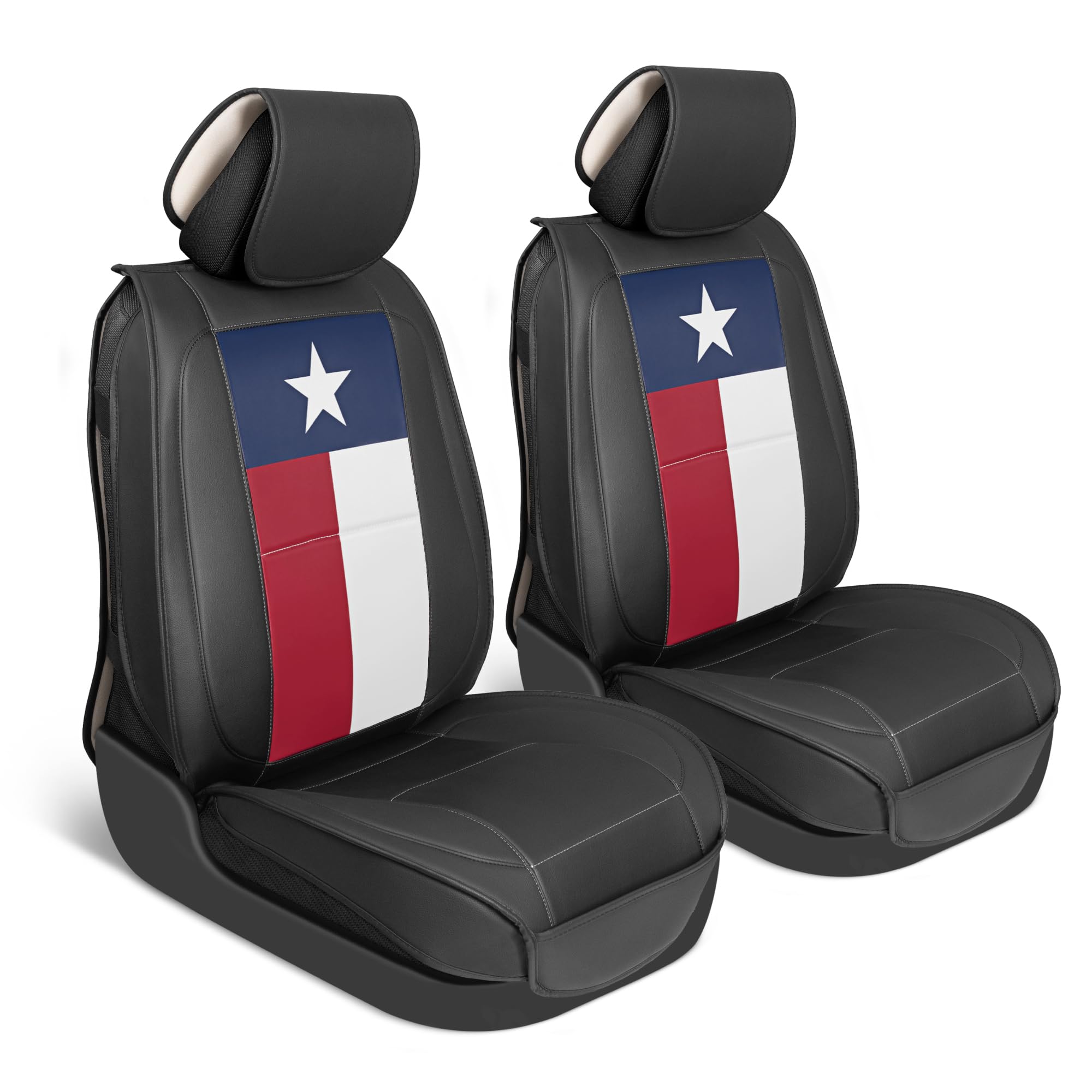 MotorBox Texas Flag Edition Napa Leather Seat Covers for Truck, Car, & SUV - 2 Front Seat Covers Car Seat Protector - Compatible