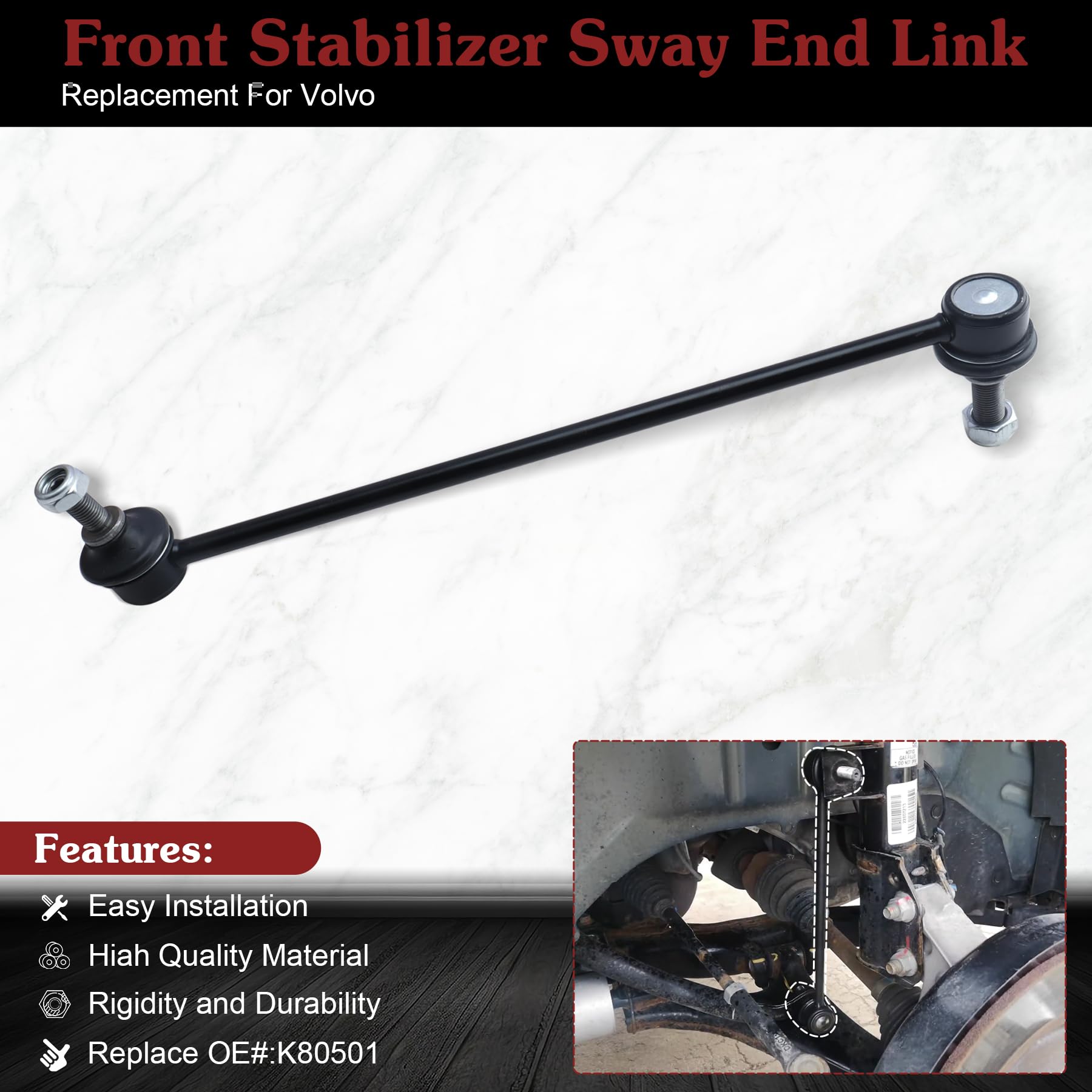 Stiueoav K80501 Sway Bar Link - Front Stabilizer End Link Compatible With 2001-2009 Volvo S60?1999-2006 Volvo S80?2001-2007 Volv