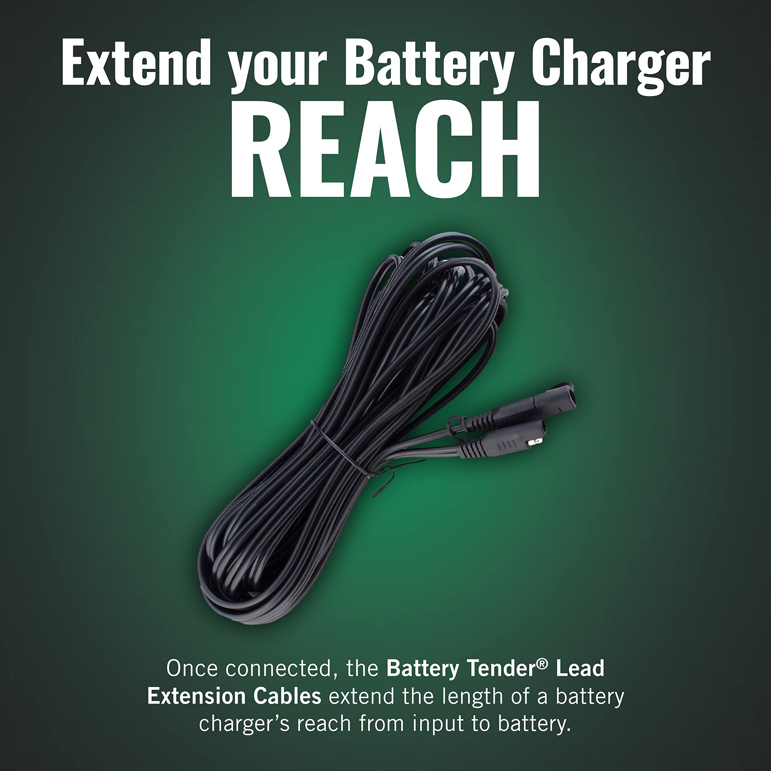 Battery Tender 25 Foot Extension SAE Cable - Designed for Use with Battery Tender Chargers - Quick Connect Plugs for Easy Connec