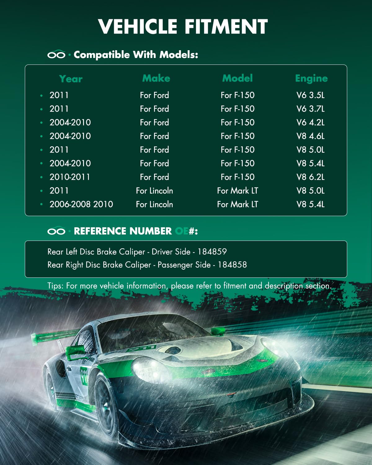 Scitoo 184859 184858 Rear Left & Right Disc Brake Calipers Assembly Without Bracket For Ford For F-150 2004-2011,For Lincoln For