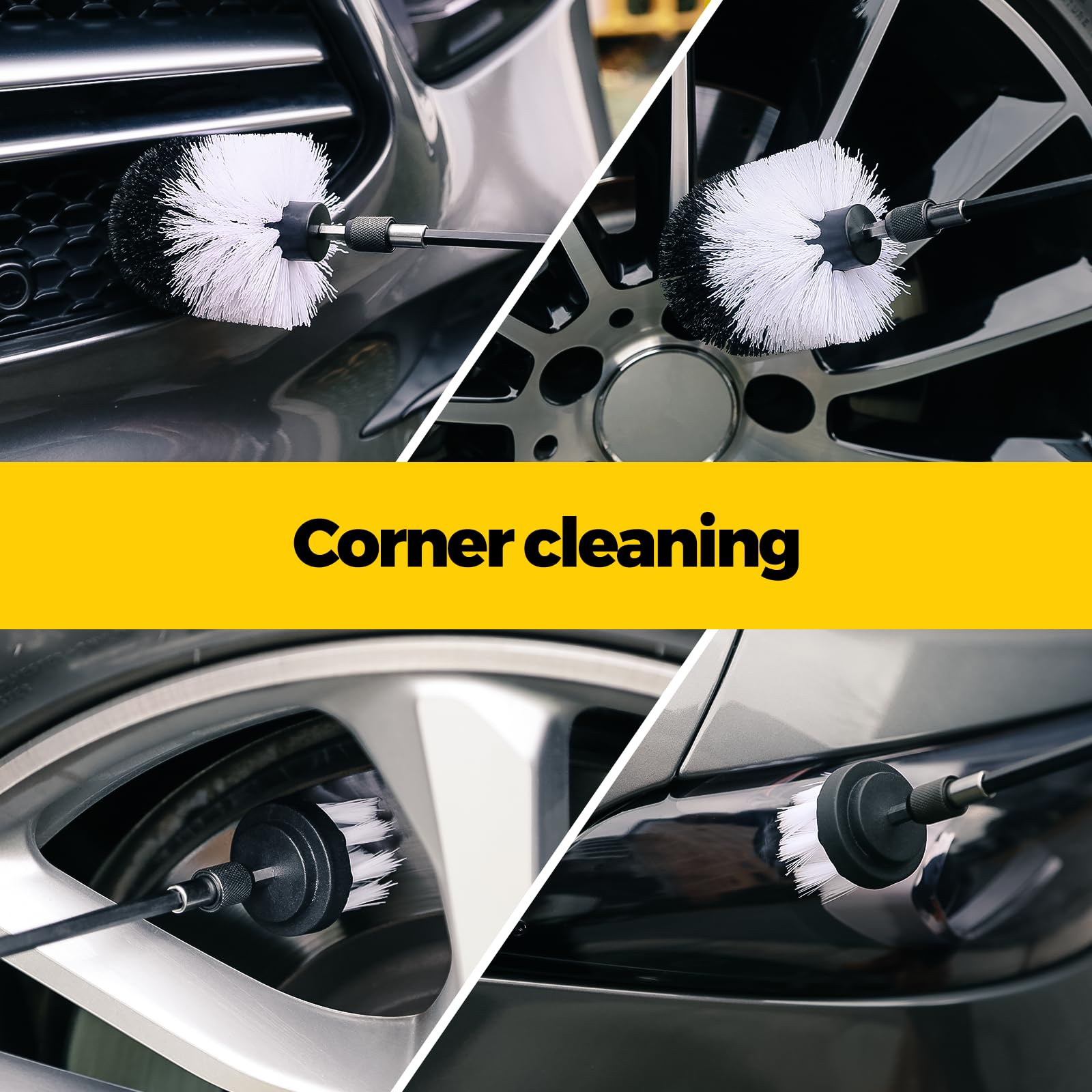 Holikme 5Pack Drill Brush Attachment Set,Power Scrubber Brush Extended Long Attachment For Bathroom Surfaces, Grout, Floors, Bat