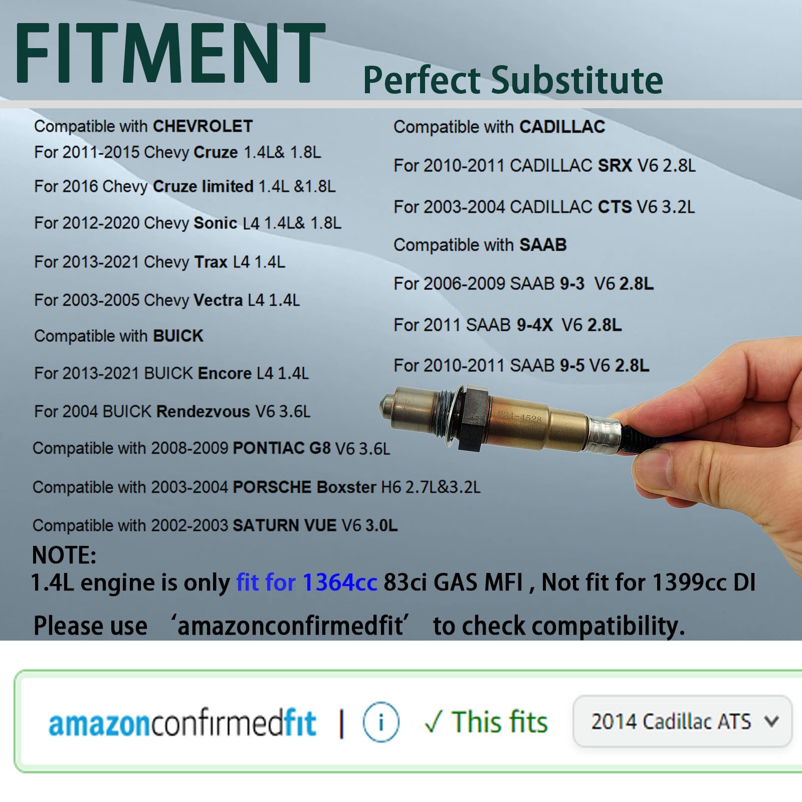 ChawYI 234-4528 Downstream Oxygen O2 Sensor Compatible with Chevy Cruze Limited Sonic Trax, for Pontiac G8 Boxster, Saab 9-3 9-4