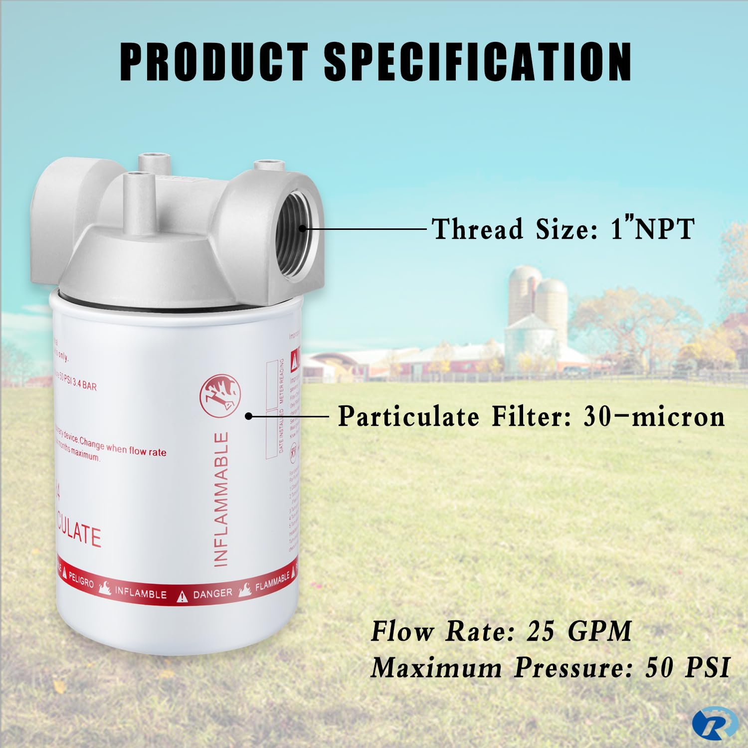 496 Fuel Transfer Tank Filter Kit for Gasoline and Diesel Water Separate 1'' NPT 30 Micron Pump Filter Replaces# B10-AL