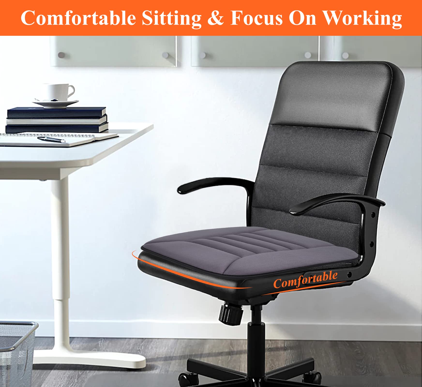 Kingphenix Car Seat Cushion With 1.2Inch Comfort Memory Foam, Seat Cushion For Car And Office Chair (Grey)