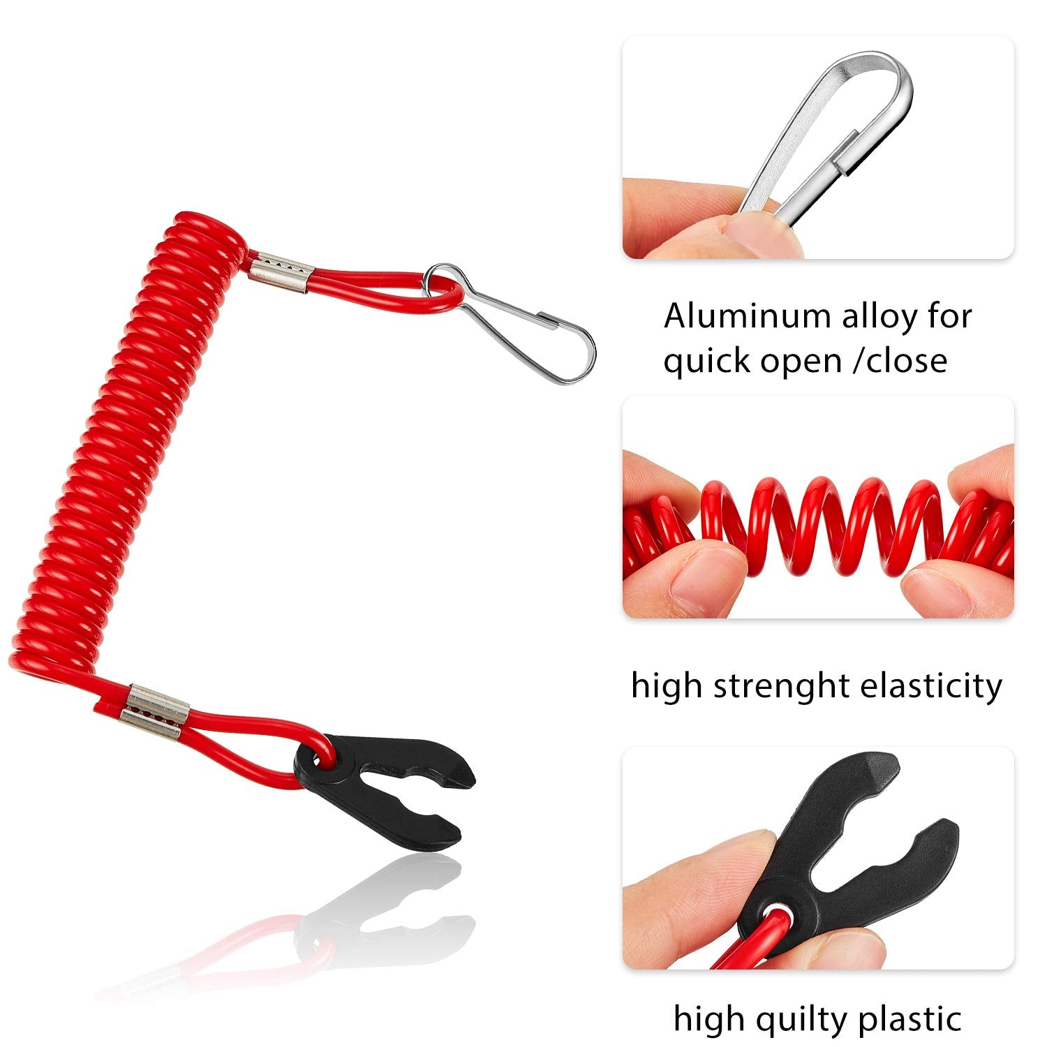 Frienda 4 Pieces Universal Outboard Kill Switch Keys With Safety Stop Switch Lanyard Suit For Most Board Engine