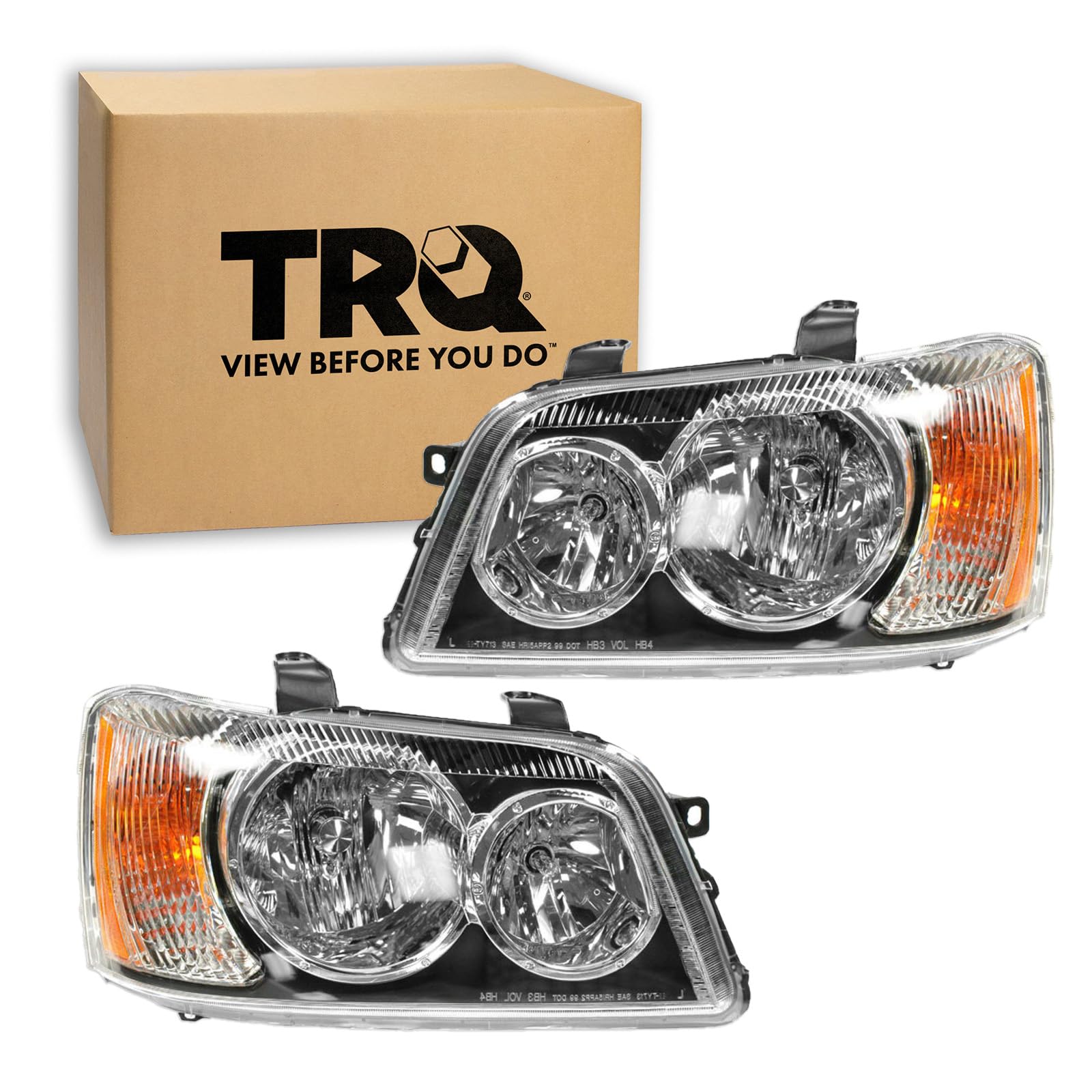 Trq Driver & Passenger Side Headlight Assembly Set Headlights Driver & Passenger Side Compatible With 2001-2003 Toyota Highlande
