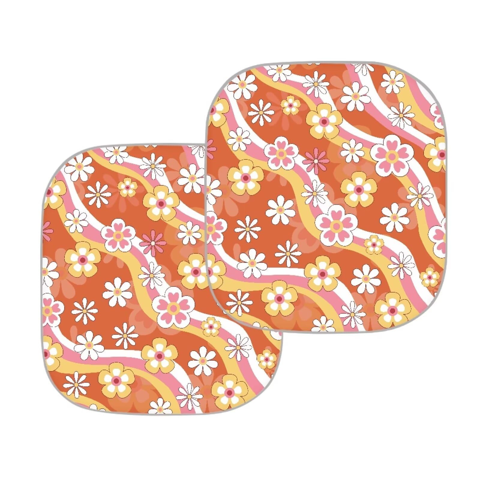 Renewold Universal Front Windshield Sunshade Hippie Flower Pattern Summer Car Window Covers Uv Rays Sun Shade Outdoor Protective