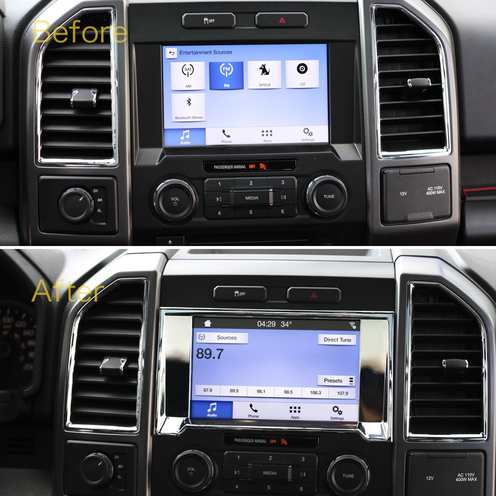 Voodonala for Ford F150 2015-2020 Chrome Navigation Panel Cover Decorative Trim ABS for Ford F150 2015 2016 2017 2018 2019 2020