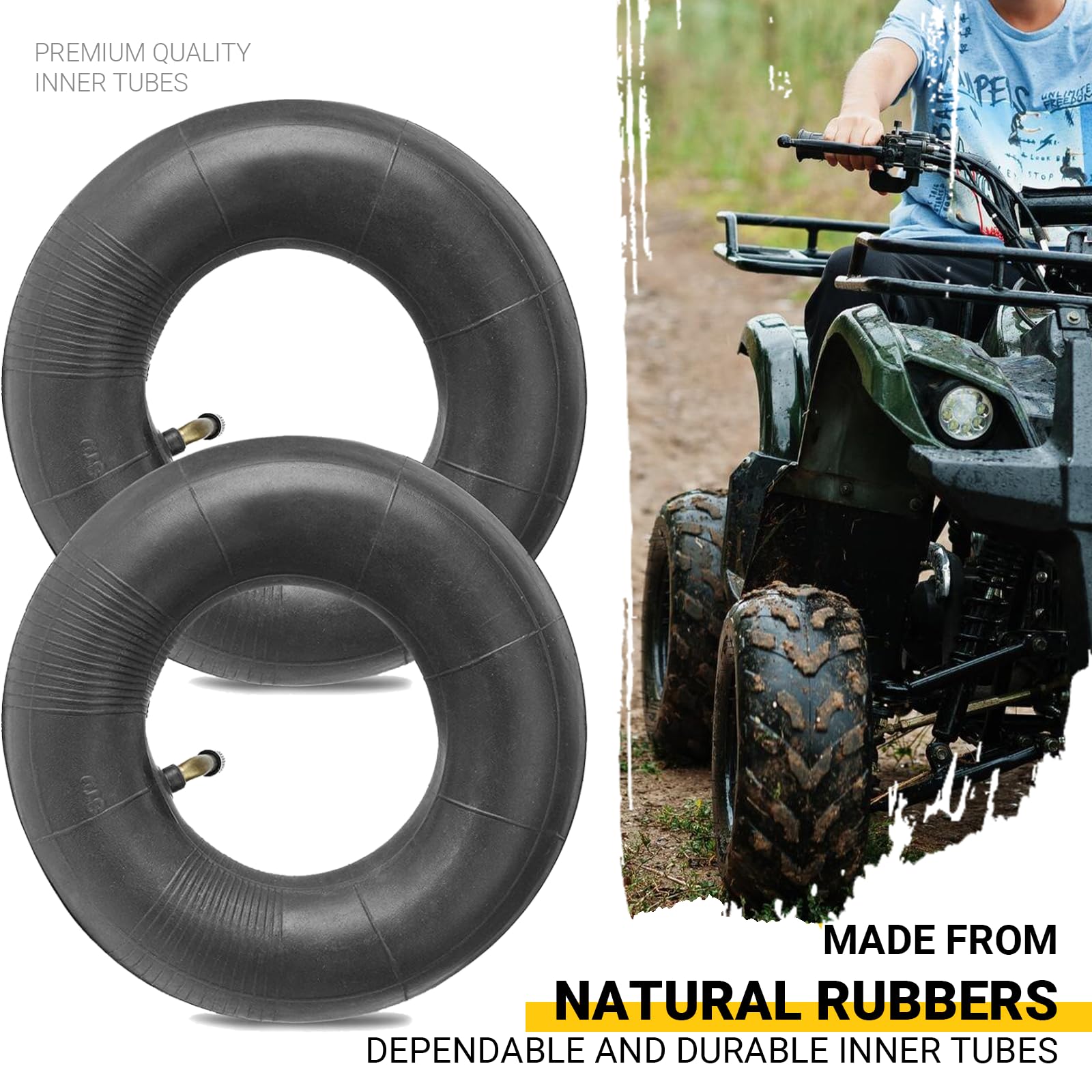 4.10/3.50-4 Heavy Duty Replacement Inner Tube With Tr-87 Bent Valve Stem (2-Pack) - For Wheelbarrows, Mowers, Hand Trucks And Mo