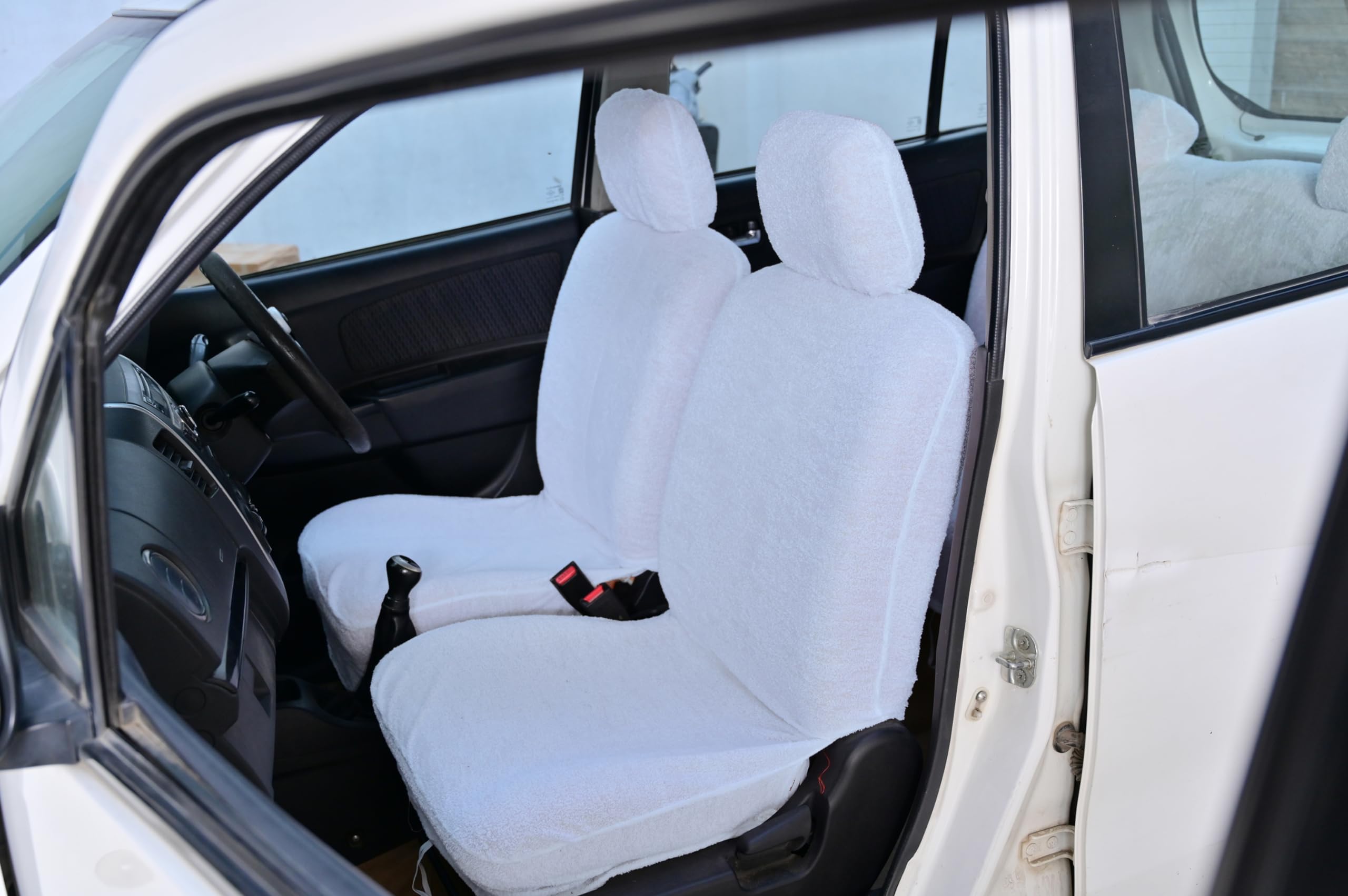 Atist Cotton Car Seat Cover for Maruti Suzuki NewDzire (5 Seater) (All Detachable Headrest) (White)
