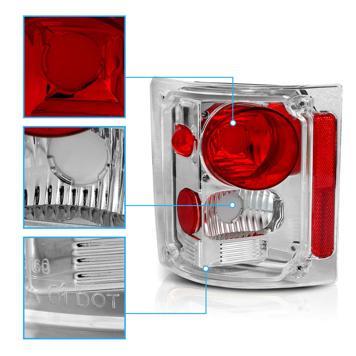 AmeriLite Chrome Replacement Brake Tail Lights Set For 1973-1991 Chevy GMC C/K T WBCARB07TM1P5ZS