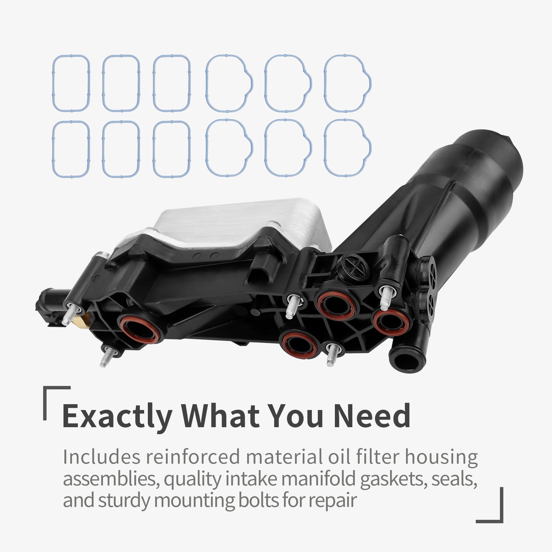 Oil Cooler Oil Filter Housing With Gaskets | Compatible With 3.6L 2011-2016 Dodge Journey Grand Caravan Jeep Wrangler Chrysler 2