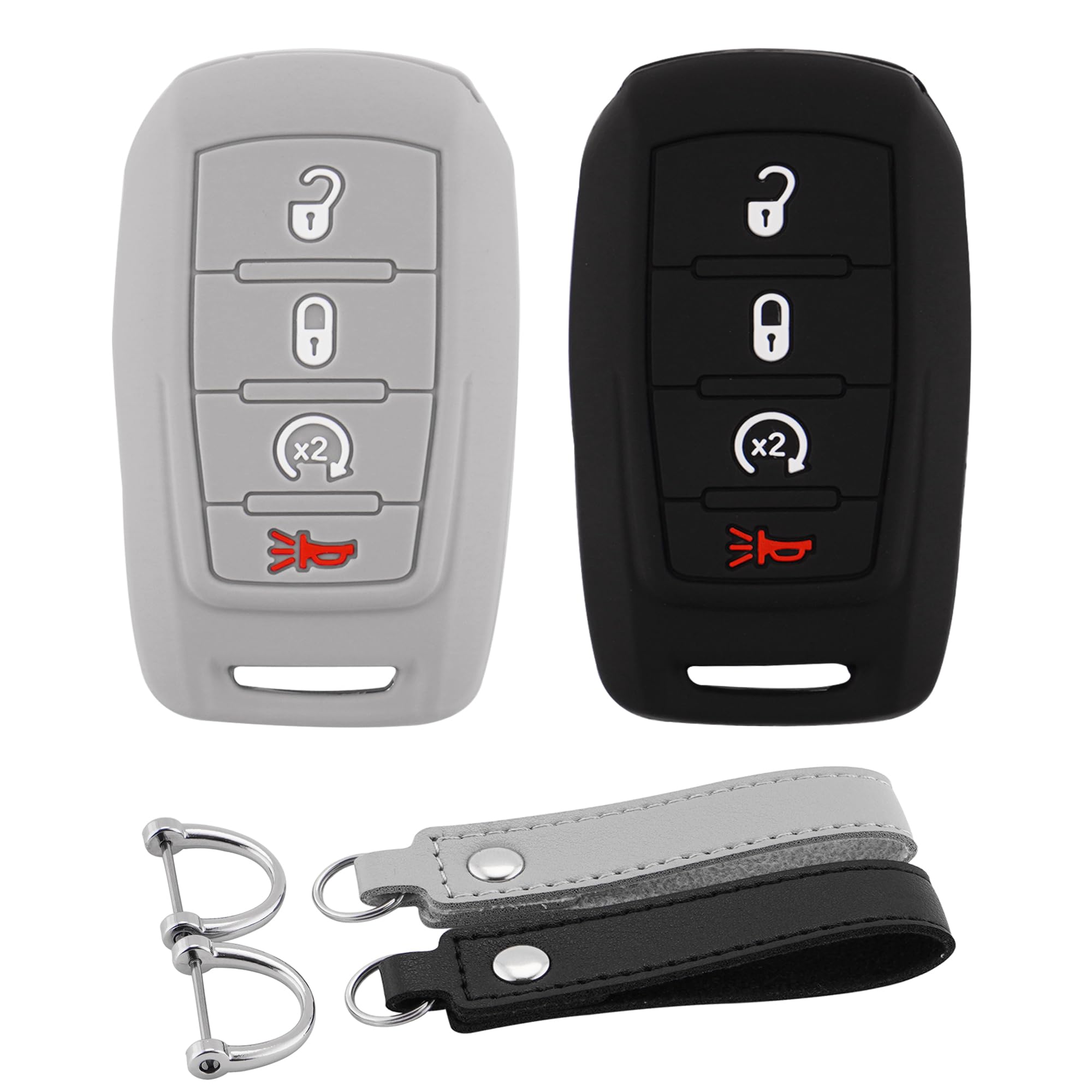 Koaudb Silicone Rubber Key Fob Cover Compatible With 2022-2019 Dodge Ram 1500 2500 3500 4500 5500 4 Buttons Smart Car Key Shell