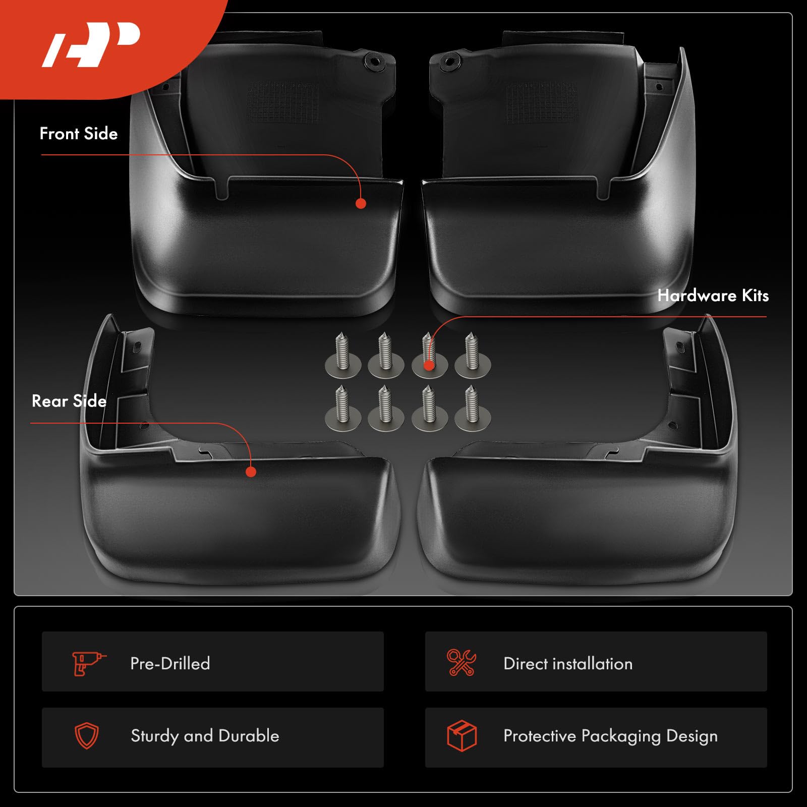 A-Premium Set Of 4Pcs Mud Flaps Splash Guards Mudguards Mudflaps With Hardware Accessories Compatible With Honda Accord 2003-200