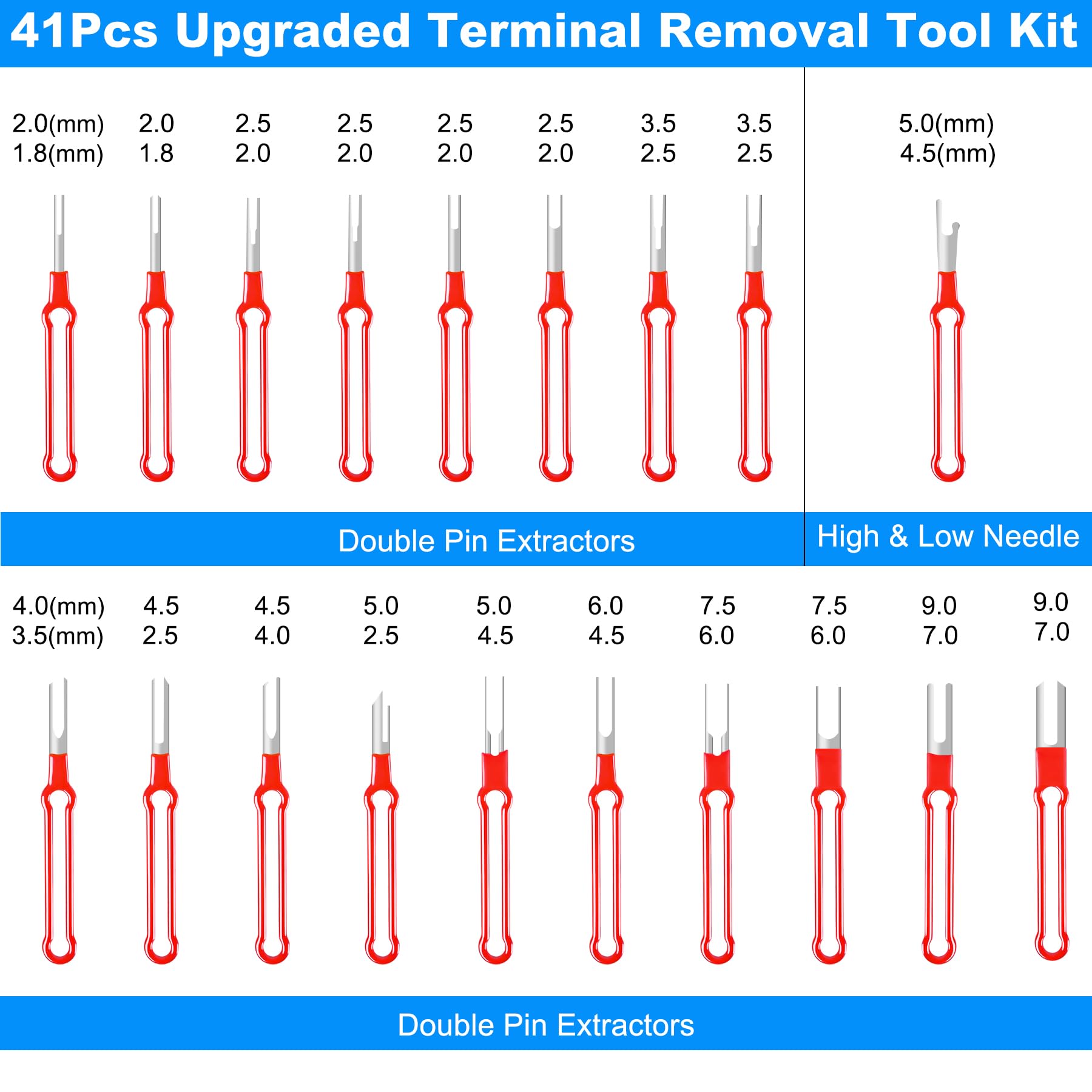 Terminal Removal Tool Kit 41 Pcs Depinning Tool Electrical Connector Pin Removal Tool Kit Pin Extractor Tool Set Wire Terminal R