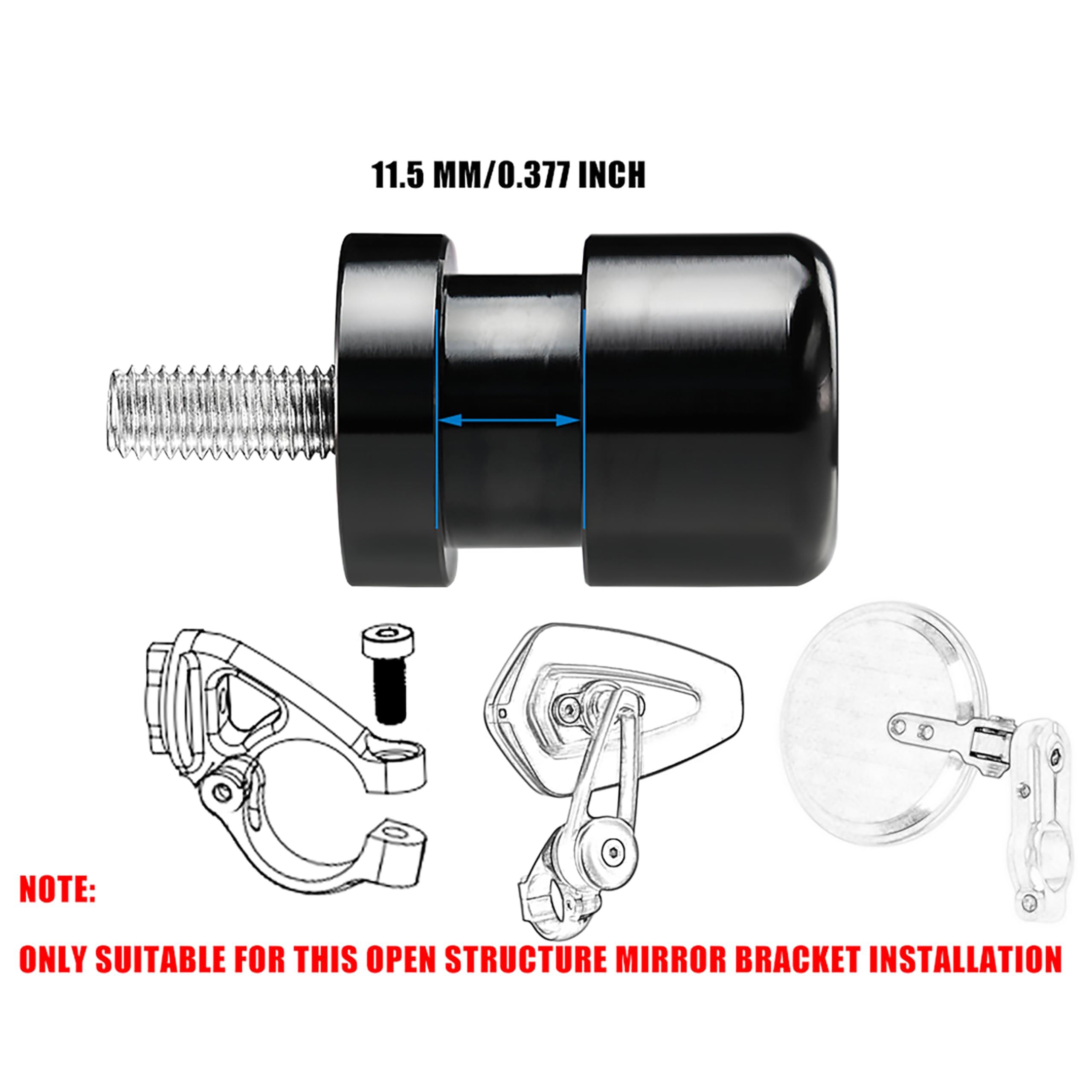 FENRIR Motorcycle Handlebar Bar End Mirror Adapter For Z1000 Z900 Z800 Z750 Z500 Z400 Z900RS Z650RS ZH2 Vulcan S Eliminator ZX14