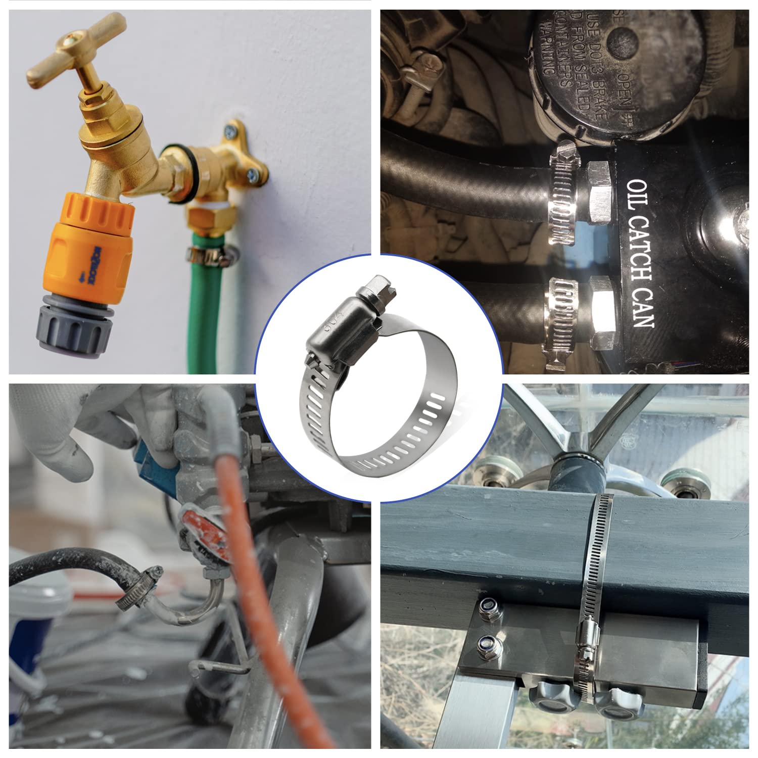 10 Pack Stainless Steel Hose Clamps, 1-1/2 Inch To 2-1/2 Inch Worm Gear Metal Hose Clamps For Pipe, Dryer Repair, Tubing And Fuel Line