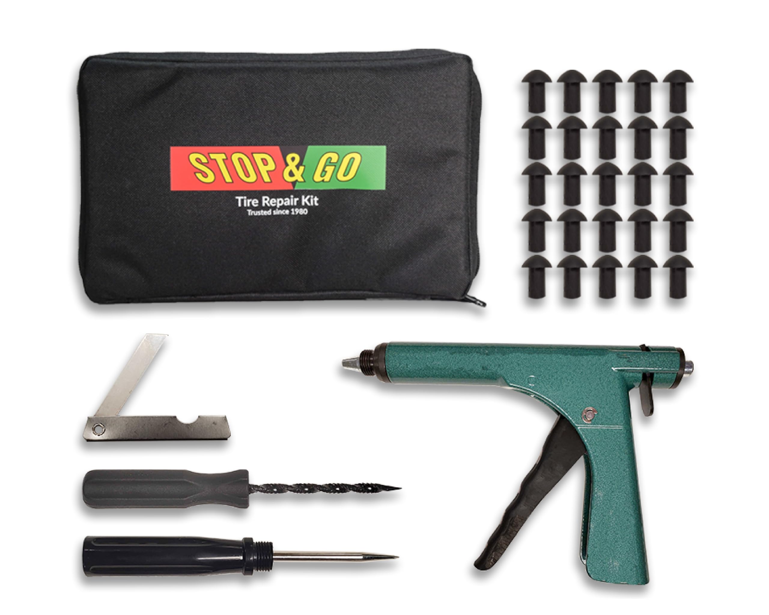 Stop & Go 1075 30 Piece Tubeless Tire Plugger Repair Kit For Punctures And Flats On Car, Motorcycle, Atv, Jeep, Truck, & Tractor